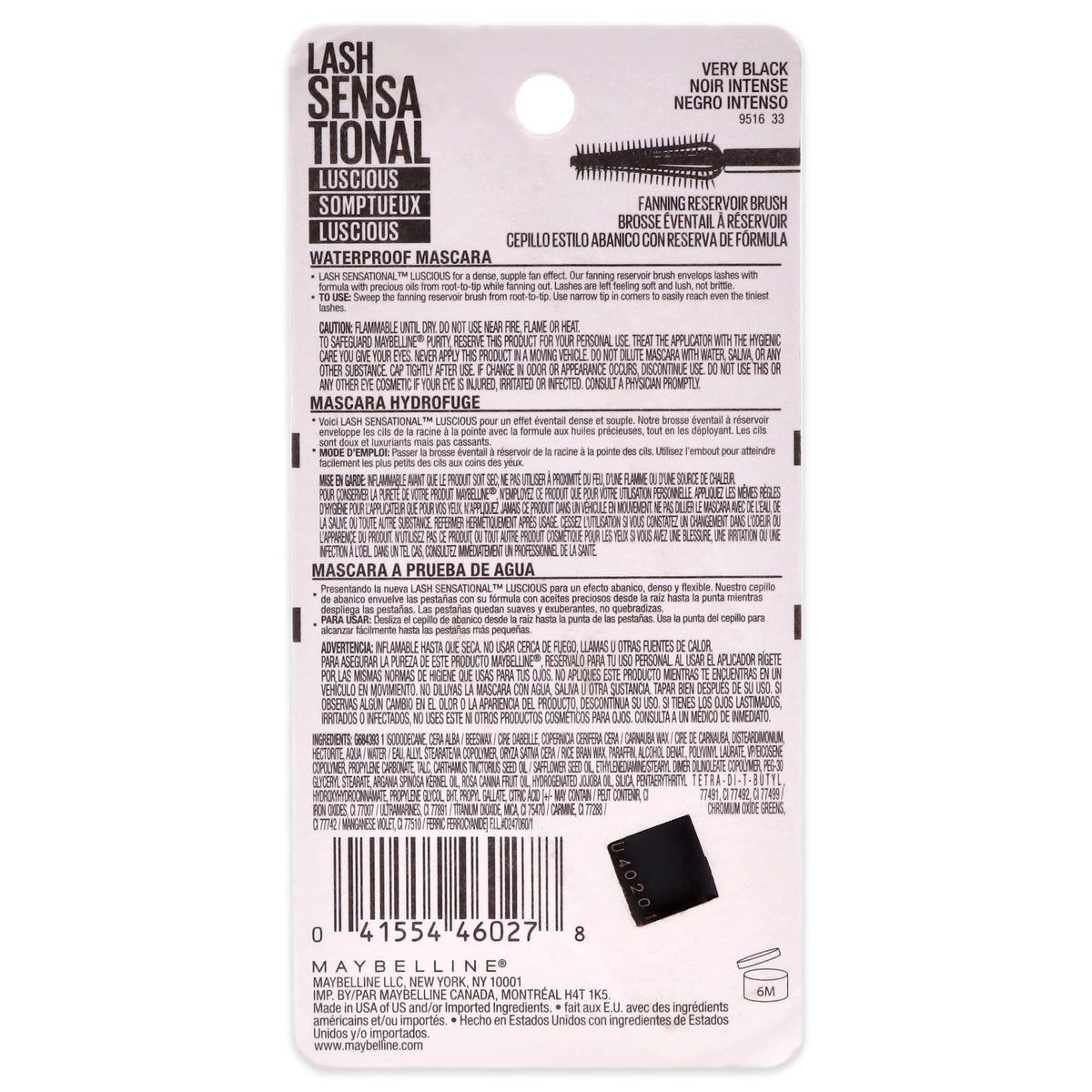 Maybelline New York Lash Sensational Luscious Waterproof Mascara, Very Black, 0.3 fl. oz. K2004600 Beauty & Personal Care MAYBELLINE