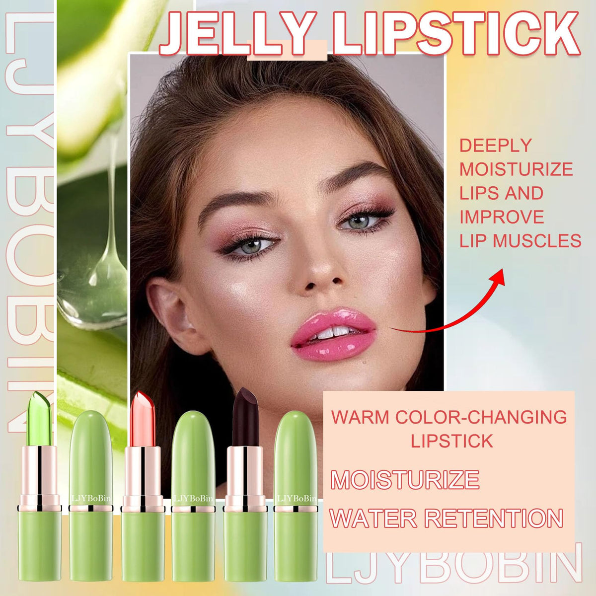 3PCS Aloe Vera Color Changing Lipstick Set,Magic Jelly Lipstick Long Lasting Highly Pigmented Color Change Lip Gloss,Waterproof Lips Moisturizer Beauty & Personal Care LJYBoBin
