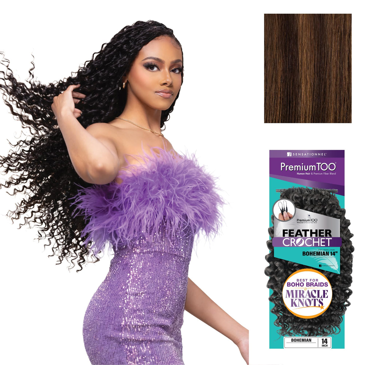 Sensationnel PremiumToo Feather Crochet Braids-Bohemian,14in, S4/30