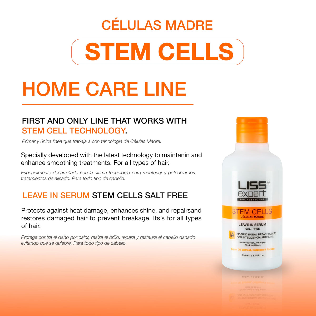 Liss Expert Professional Stem Cells Hair Organic Smoothing Tretmant - Post Treatments Packages (LEAVE IN)