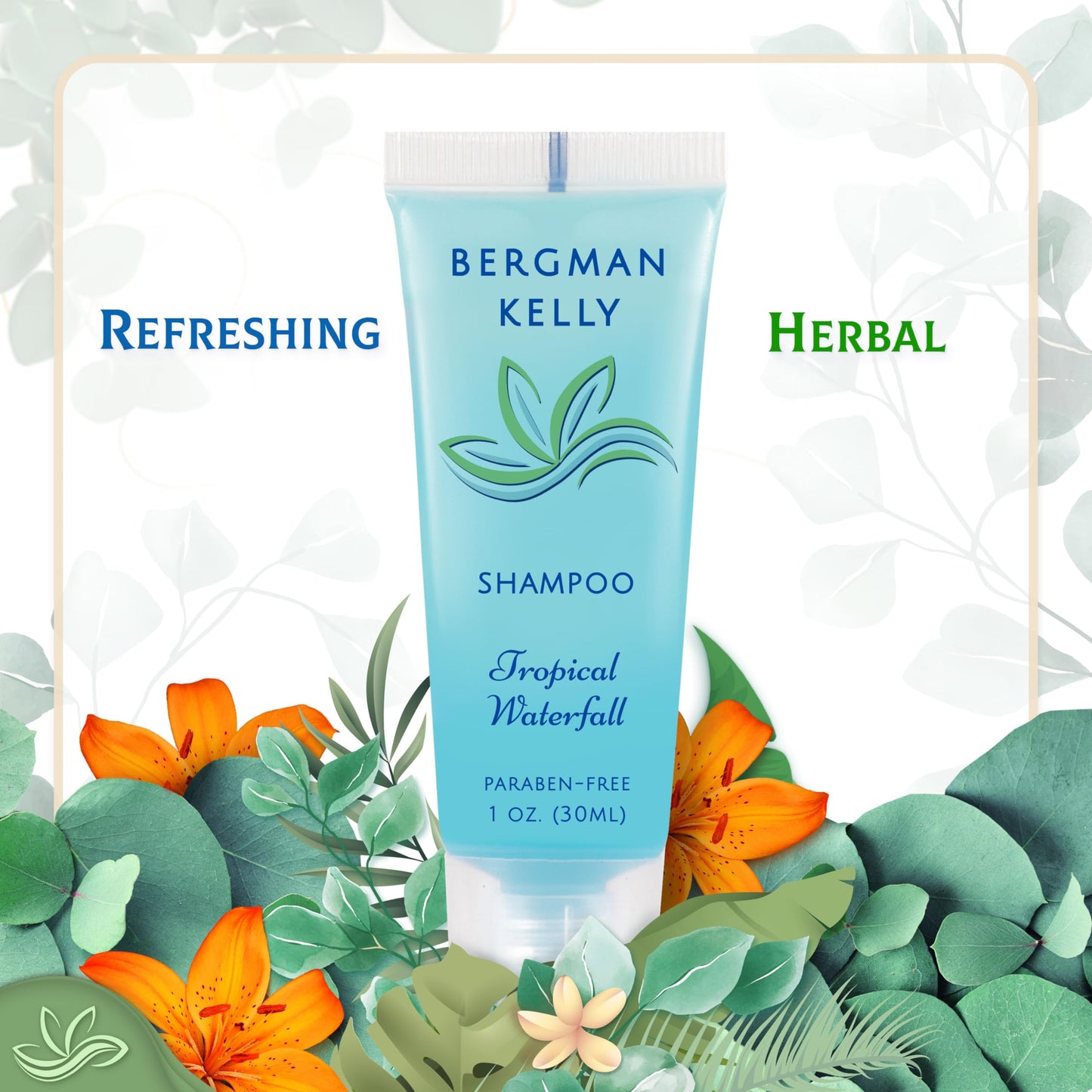 BERGMAN KELLY - Travel Size Hotel Shampoo - 1 fl oz, 100 PK, Tropical Waterfall - Delight Your Guests with Revitalizing & Refreshing Hair Cleanser Beauty & Personal Care BERGMAN KELLY