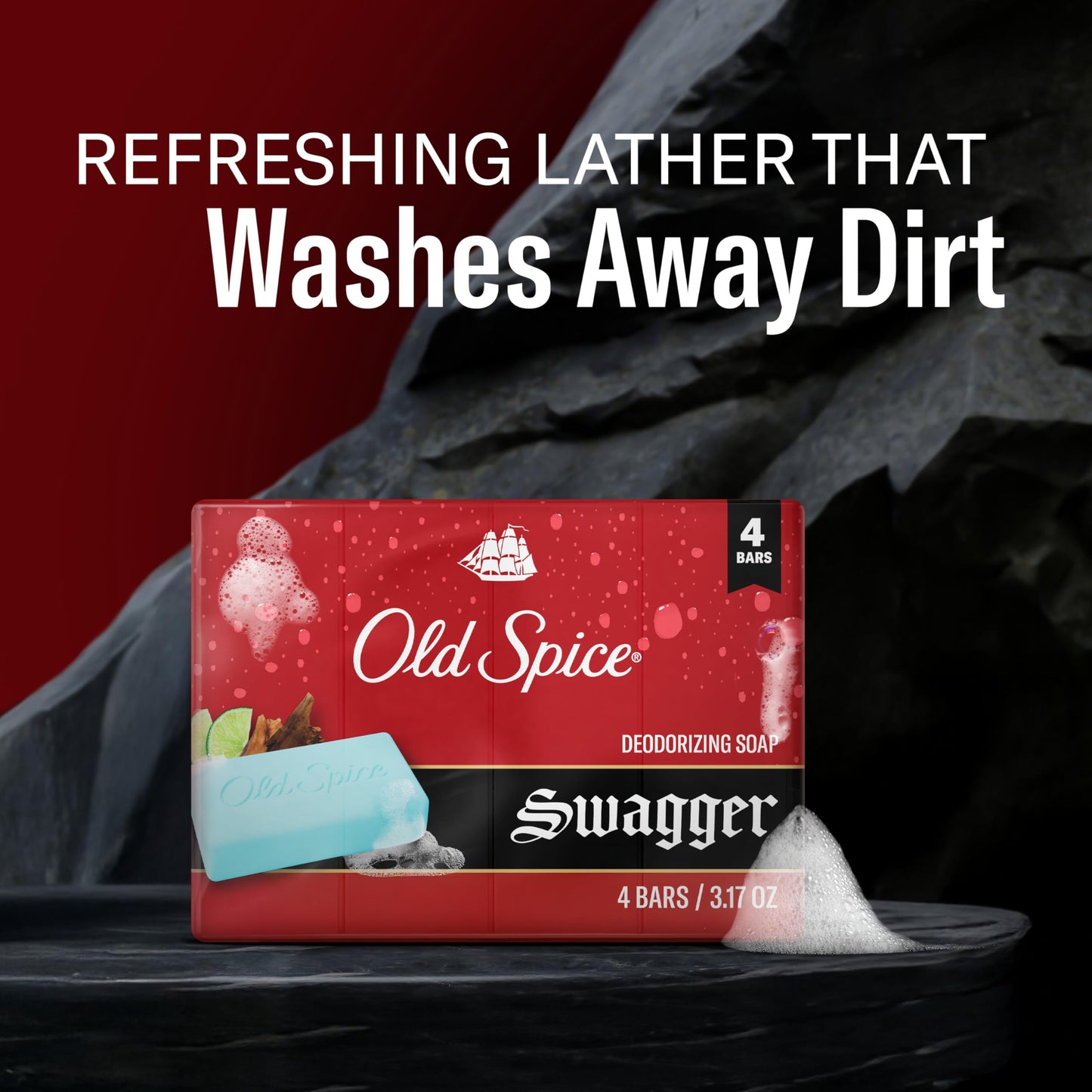 Old Spice Bar Soap for Men, Refreshing Clean to Wash Away Dirt & Odor, Cleansing Formula, Long-Lasting & Confidence-Boosting Fragrance, Swagger Beauty & Personal Care Old Spice