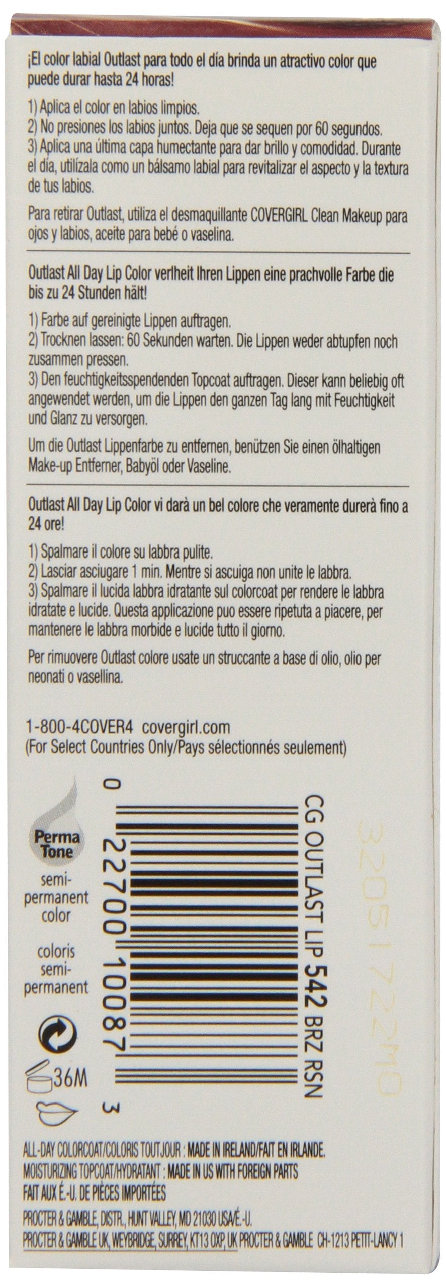 CoverGirl Outlast All Day Two Step Lipcolor, Brazen Raisin 542, 0.13 Ounce Beauty & Personal Care COVERGIRL