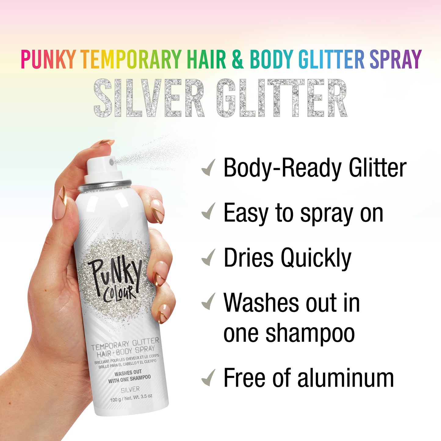 Punky Temporary Hair and Body Glitter Color Spray, Travel Spray, Lightweight, Adds Sparkly Shimmery Glow, Perfect to use On Hair, Skin Beauty & Personal Care Jerome Russell