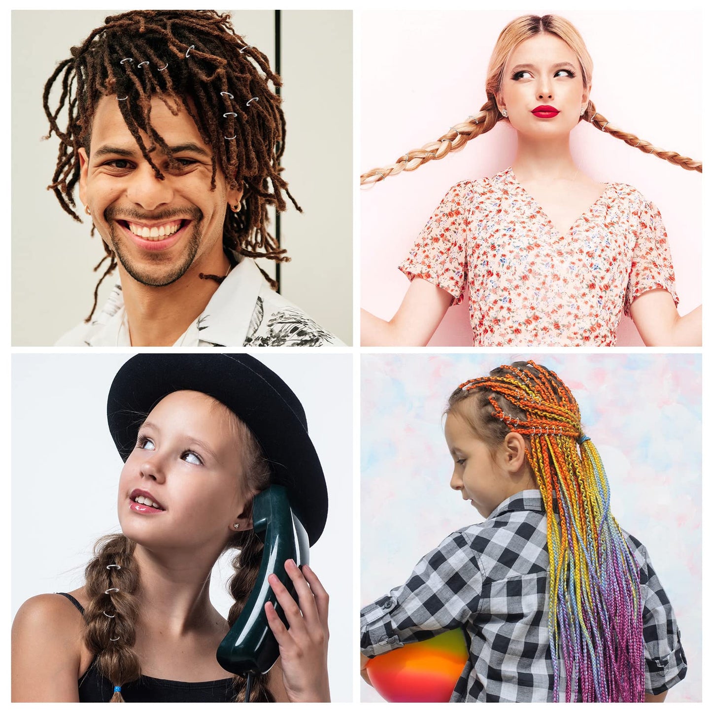 100 Pieces Hair Rings for Braids and Dreadlocks, Silver Braid Hair Loop Clip and Hoops, Hip-Hop DIY Headband Accessories (Silver) Beauty & Personal Care OKDEALS