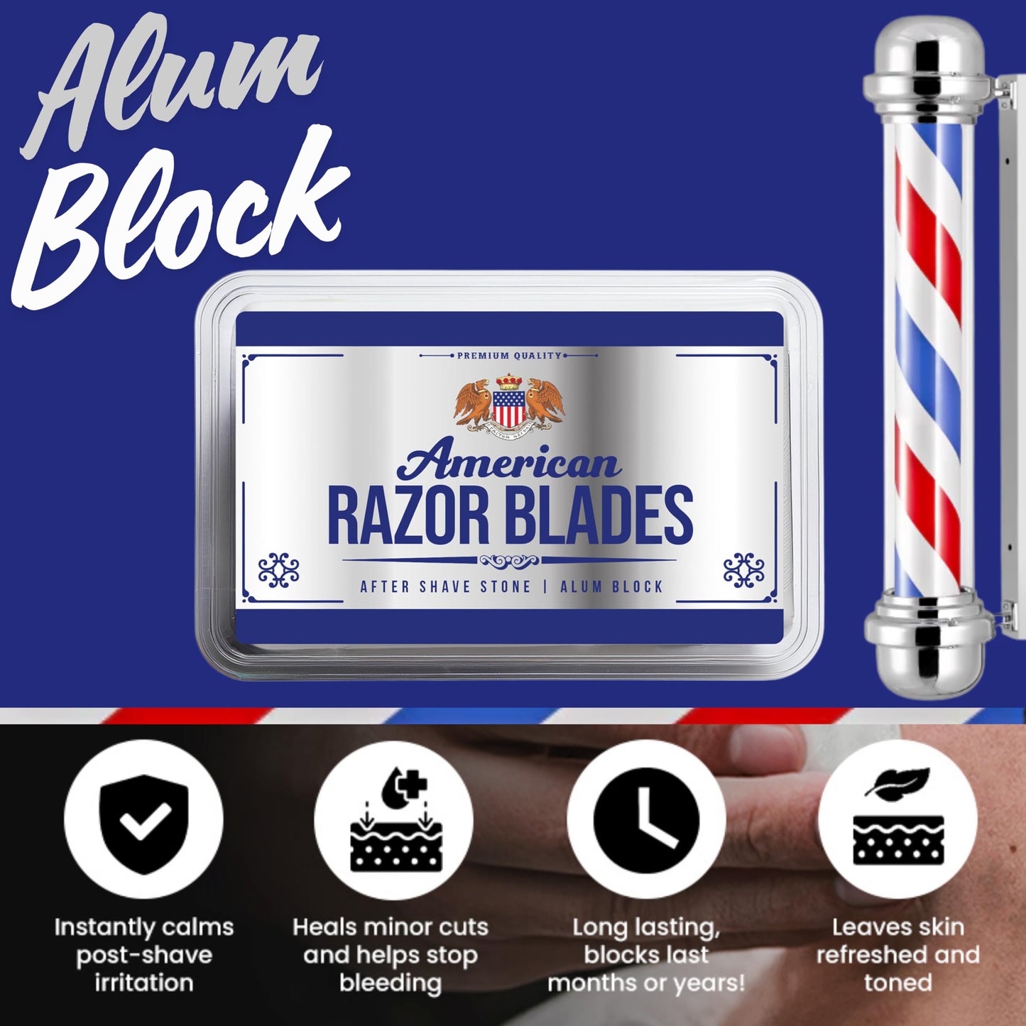 American Razor Blades Alum Block Aftershave Solution for Shaving Razor Burn Relief in Plastic Case 3.53 oz. 100gr. Beauty and Personal Care the shave factory