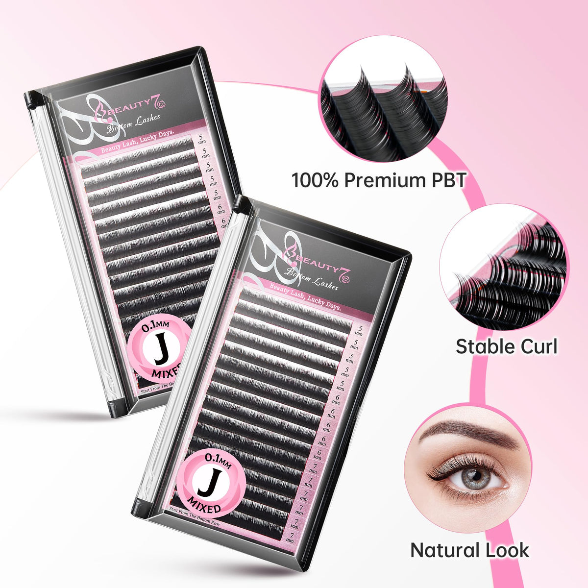 Beauty7 Mixed Volume Under Bottom Lower Individual False Eyelash Extension Tray Matte Synthetic Mink Curl J 0.1mm Thickness 5/6/7mm Length Beauty & Personal Care Beauty7