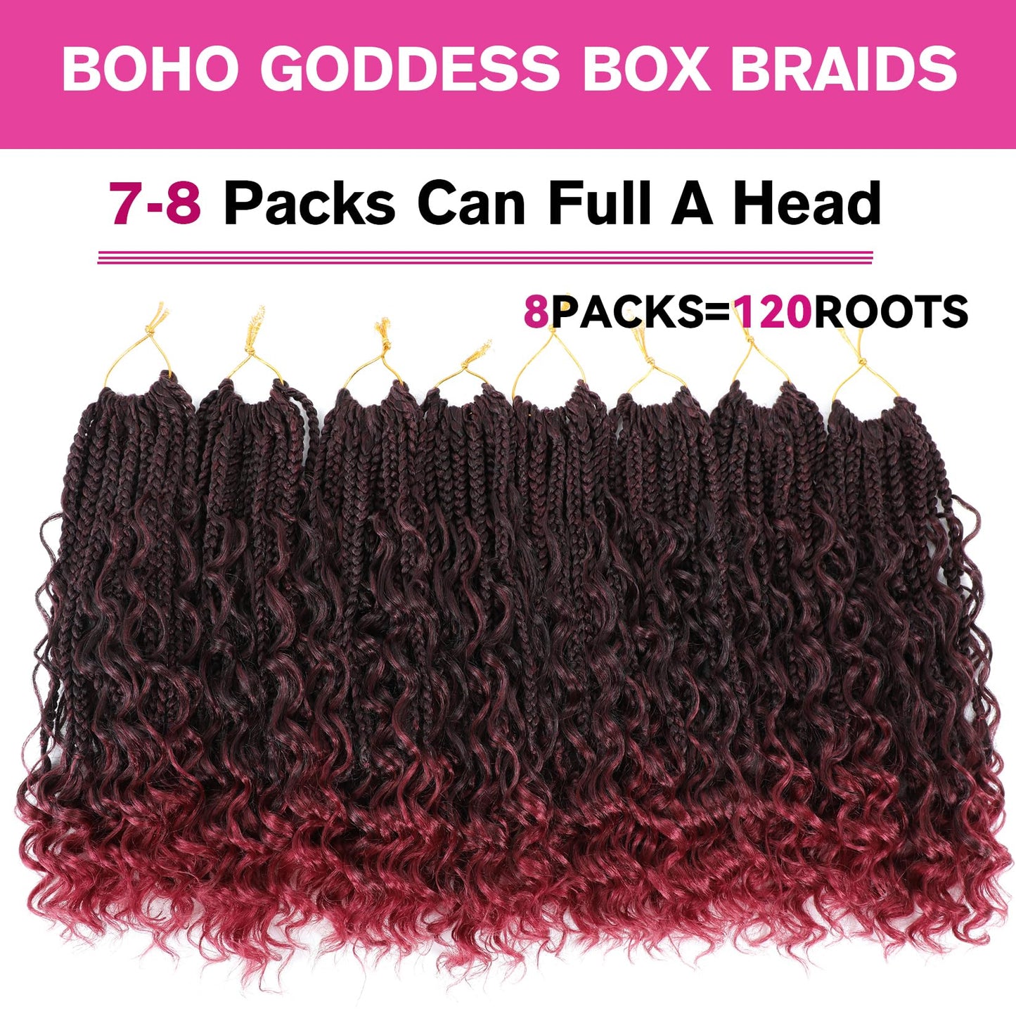 Wodun 12inch Goddess Box Braids Crochet Hair Boho Box-Braids with Curly Ends Bohemian Crochet Braid Pre-looped Synthetic Crochet-Hair for Black Women Beauty & Personal Care Wodun