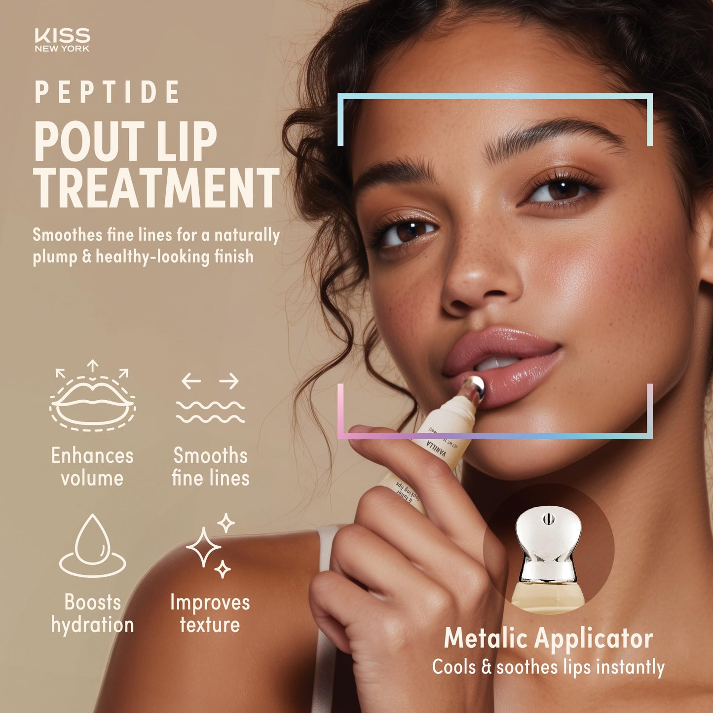 KISS NEW YORK Peptide Lip Treatment, Hydrating & Non-Sticky Tinted Plumping Balm, Shea Butter Castor Oil & Squalane Reduces Look of Fine Lines, Softer Beauty and Personal Care Kiss