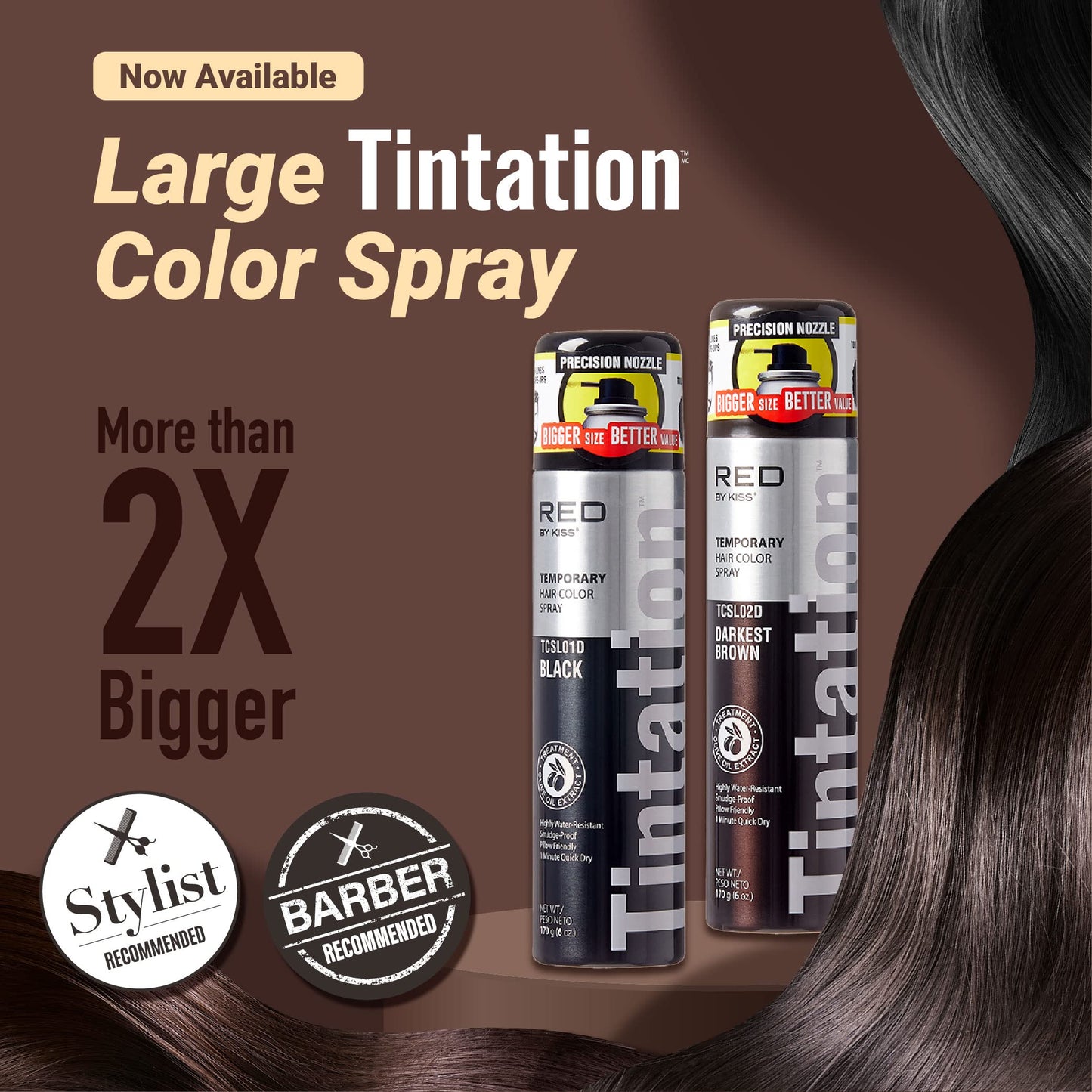 Red by Kiss Tintation Temporary Hair Color Spray, Instant Gray Root Touch Up Coverage, Water-Resistant & Smudge-Proof, Easy Wash Out, Barber Beauty & Personal Care Red by Kiss