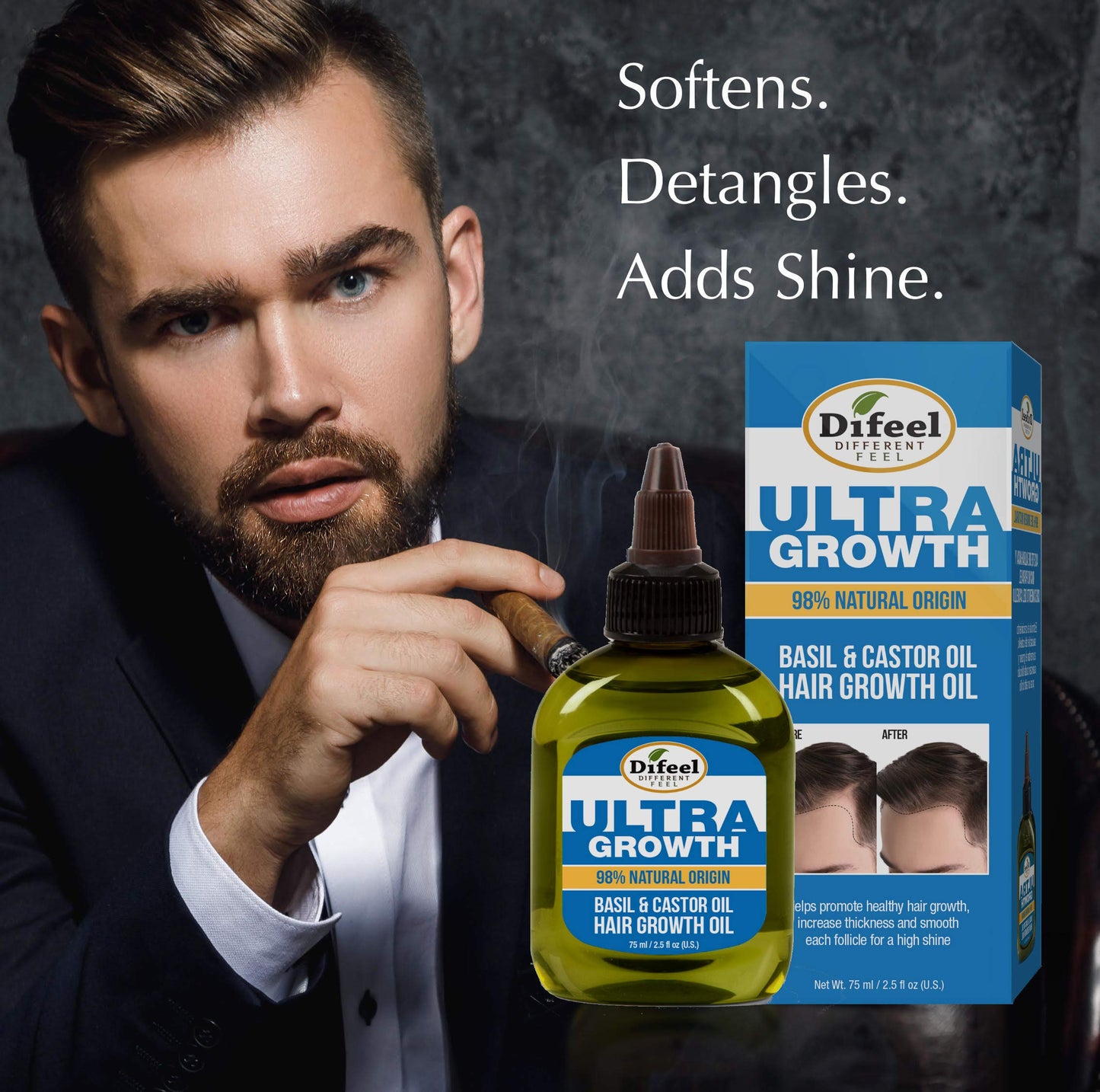 Difeel Mens Ultra Growth Basil and Castor Hair Oil 2.5 oz. Beauty & Personal Care Difeel