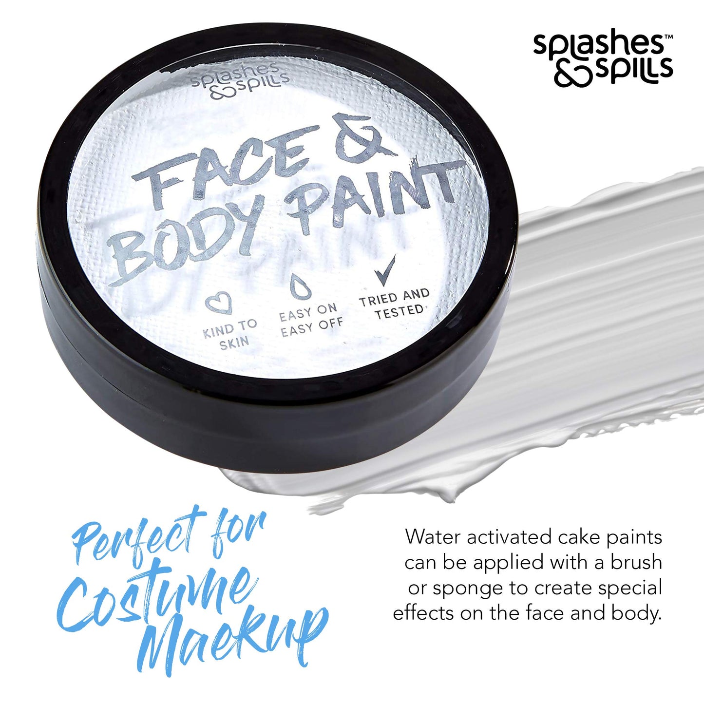Face and Body Paint Cream - White, 18g Cake Tub - Pretend Costume and Dress Up Makeup by Splashes & Spills Beauty & Personal Care splashes & spills