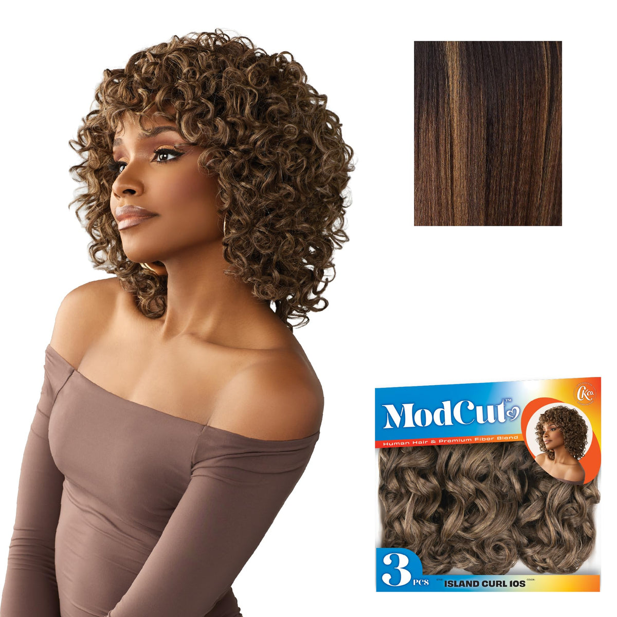 Sensationnel CKCO ModCut 3pcs Bundles -Island Curl 10S,BALAYAGEHAZELNUT