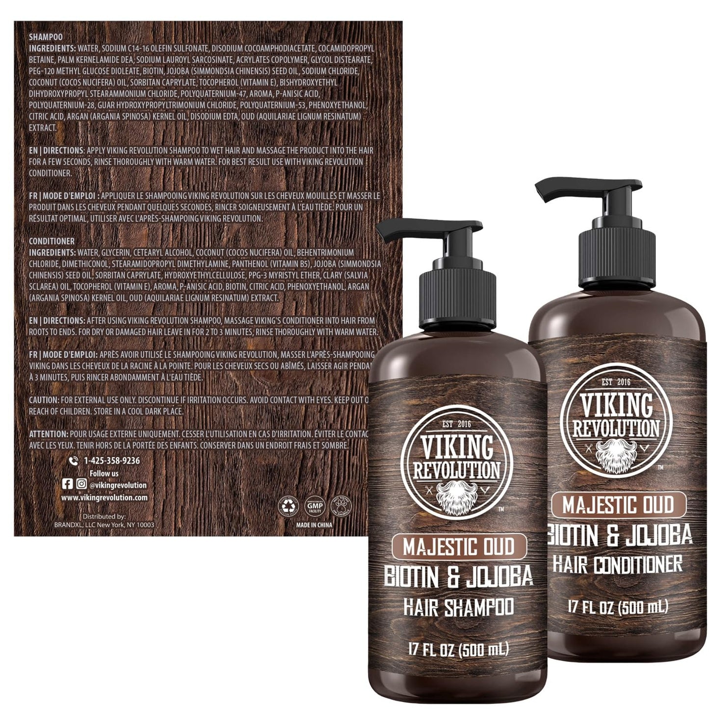 Viking Revolution Majestic Oud Mens Shampoo and Conditioner Set with Biotin and Jojoba Oil - Natural Hair Shampoo and Hair Conditioner for Men Beauty & Personal Care Viking Revolution
