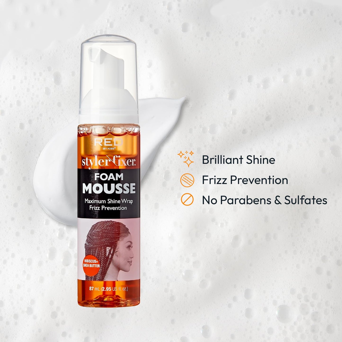 Red by Kiss Foaming Mini Travel Size Mousse, Maximum Shine Wrap Mousse, Reduce & Prevent Frizz, Define Curls, Hold Styles, Nourishes Dry & Crips Hair Beauty & Personal Care Red by Kiss