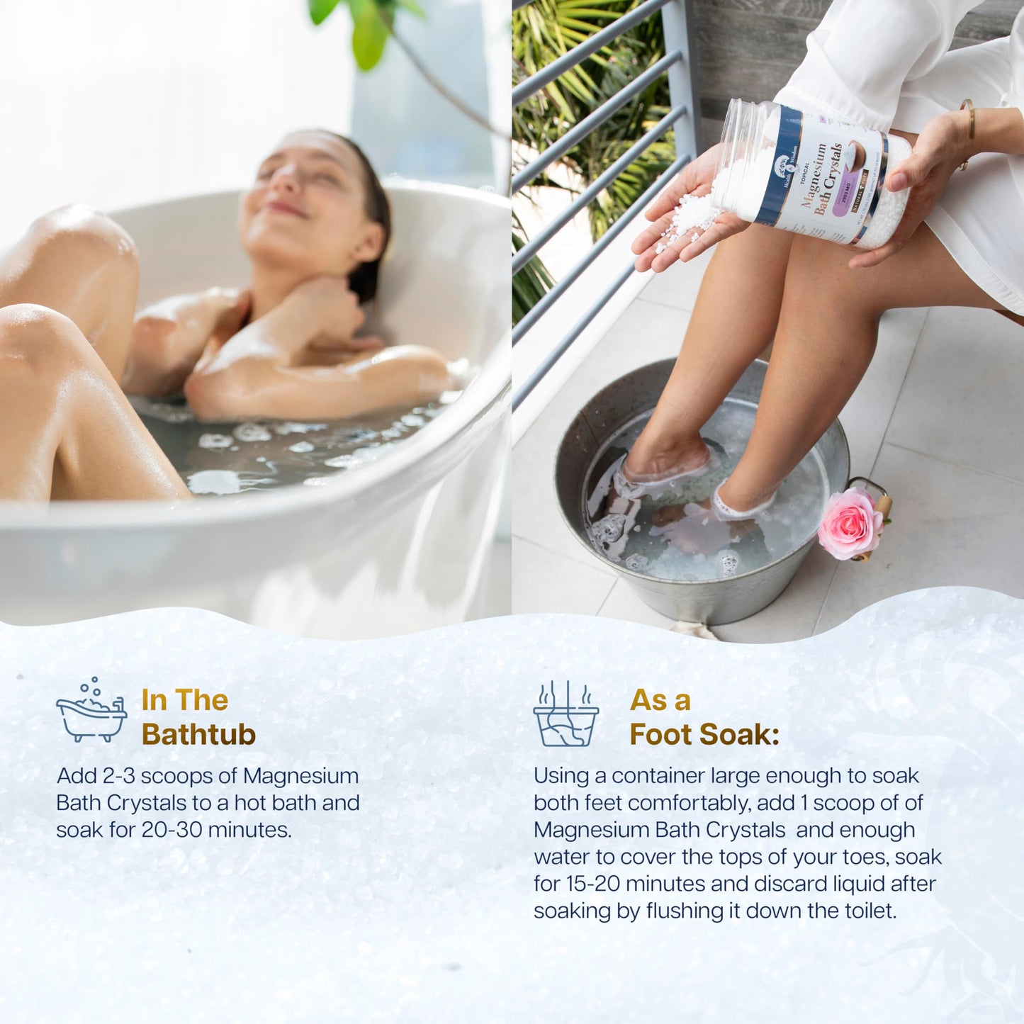 Health and Wisdom Magnesium Bath Crystals - Bath Salts with High Concentration & Enhanced Absorption for Muscle & Joint Relief - Dead Sea Sourced Beauty and Personal Care Health and Wisdom