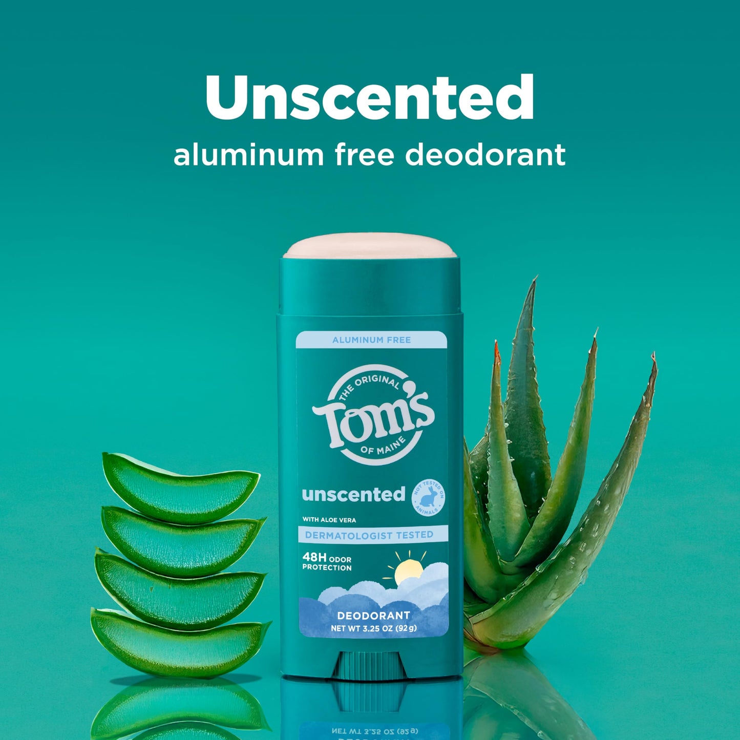 Tom’s of Maine Unscented Natural Deodorant for Men and Women, Aluminum Free, No Artificial Fragrances, Dyes, or Preservatives, Baking Soda Free, 48 Beauty and Personal Care Tom's of Maine
