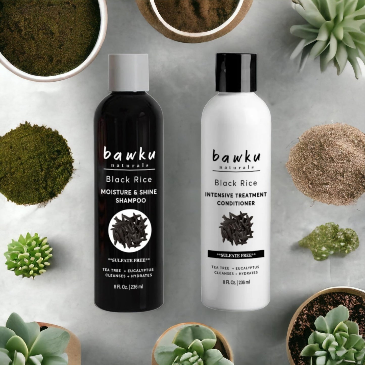 bawku naturals Black Rice Hair And Scalp Shampoo And Conditioner Set With Eucalyptus Tea Tree Castor Oil Amla Strength Growth Formula Repair Damaged Beauty & Personal Care bawku naturals