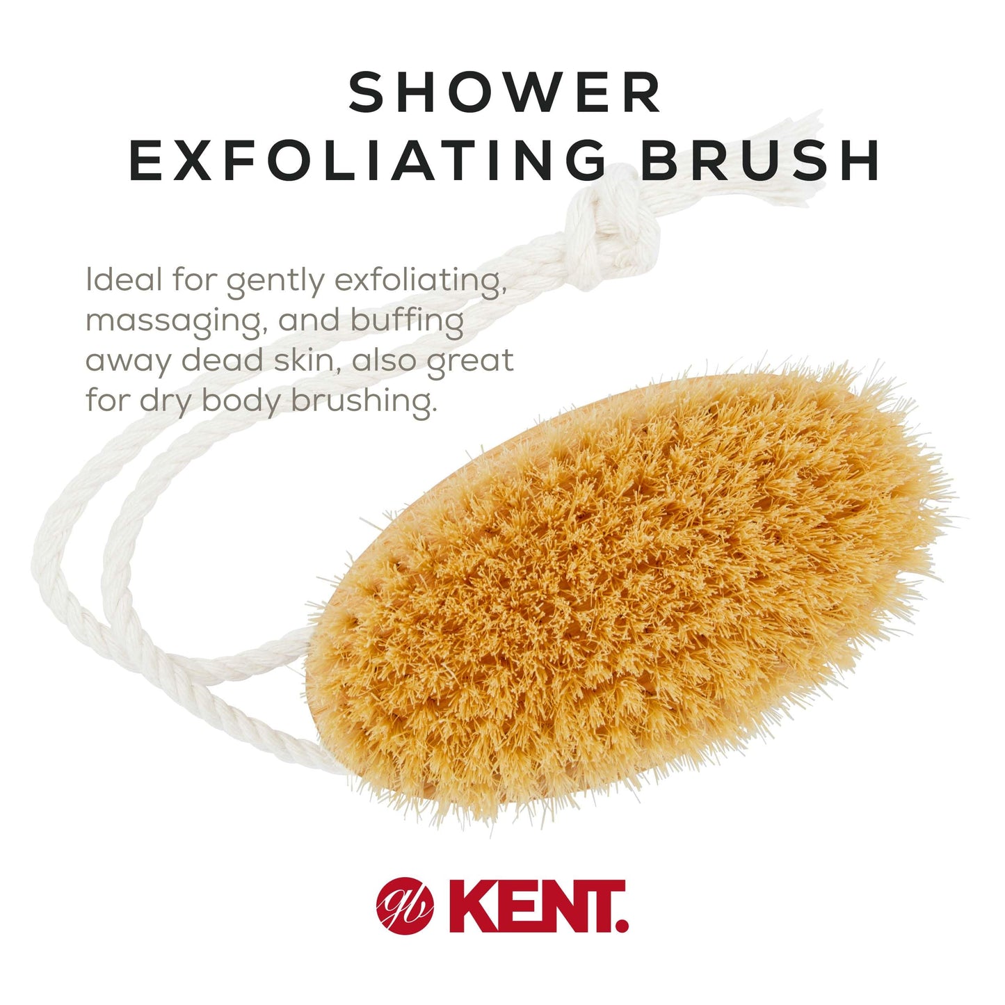 Kent FD11 Shower Brush with Wrist Strap - Exfoliating Body Brush for Wet or Dry Skin, Improves Circulation, Perfect for Lathering and Scrubbing, Made Beauty & Personal Care KENT