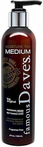 Self Tanner Sunless Tanning Lotion Fair to Medium Skin Tones Sunless Cream Streak-Free Moisturizing Self Tanning with 8 fl oz. Natural Quick-Drying Beauty & Personal Care Famous Dave's Tanner