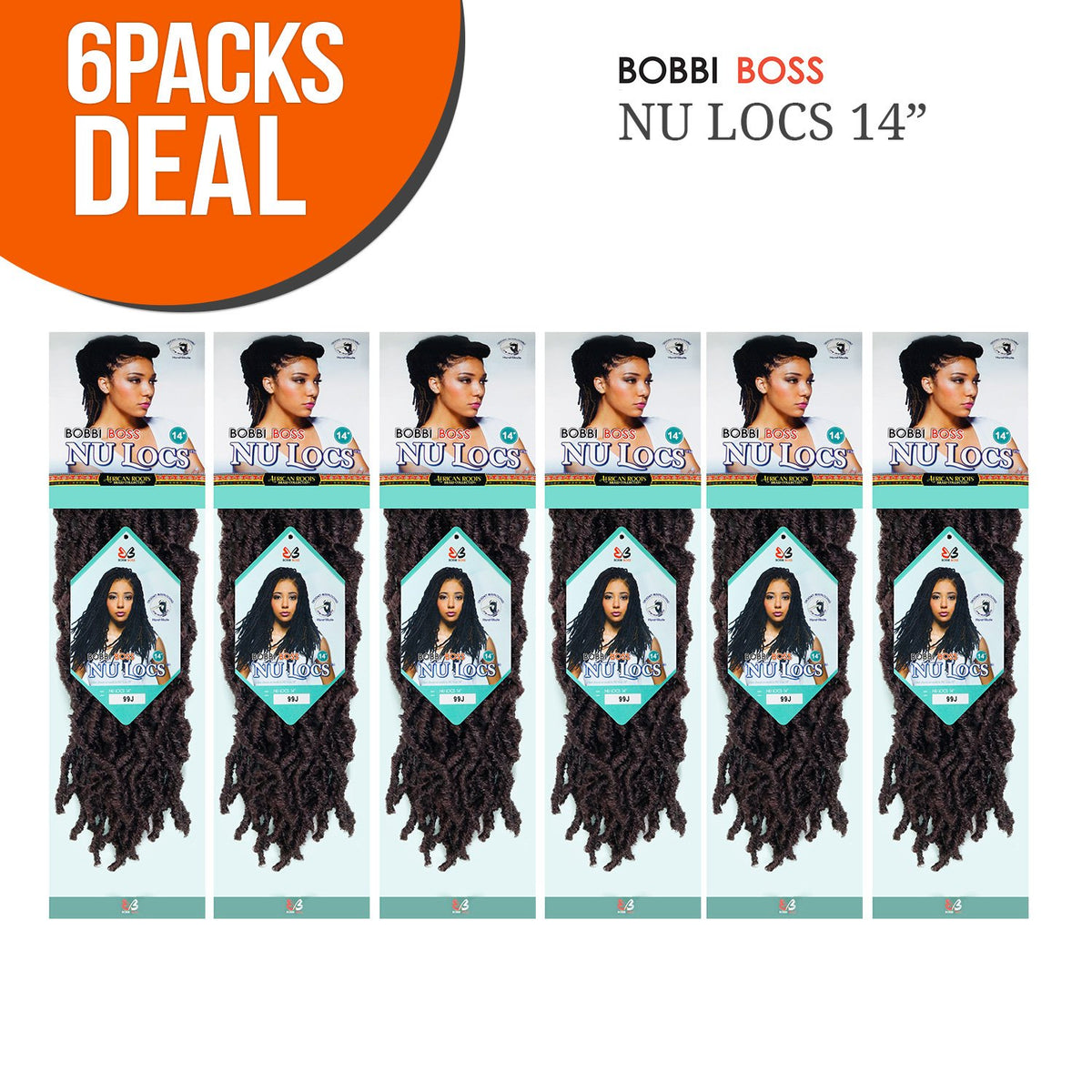 Bobbi Boss Synthetic Hair Crochet Braids African Roots Braid Collection Nu Locs 14" (6-PACK, 1B)