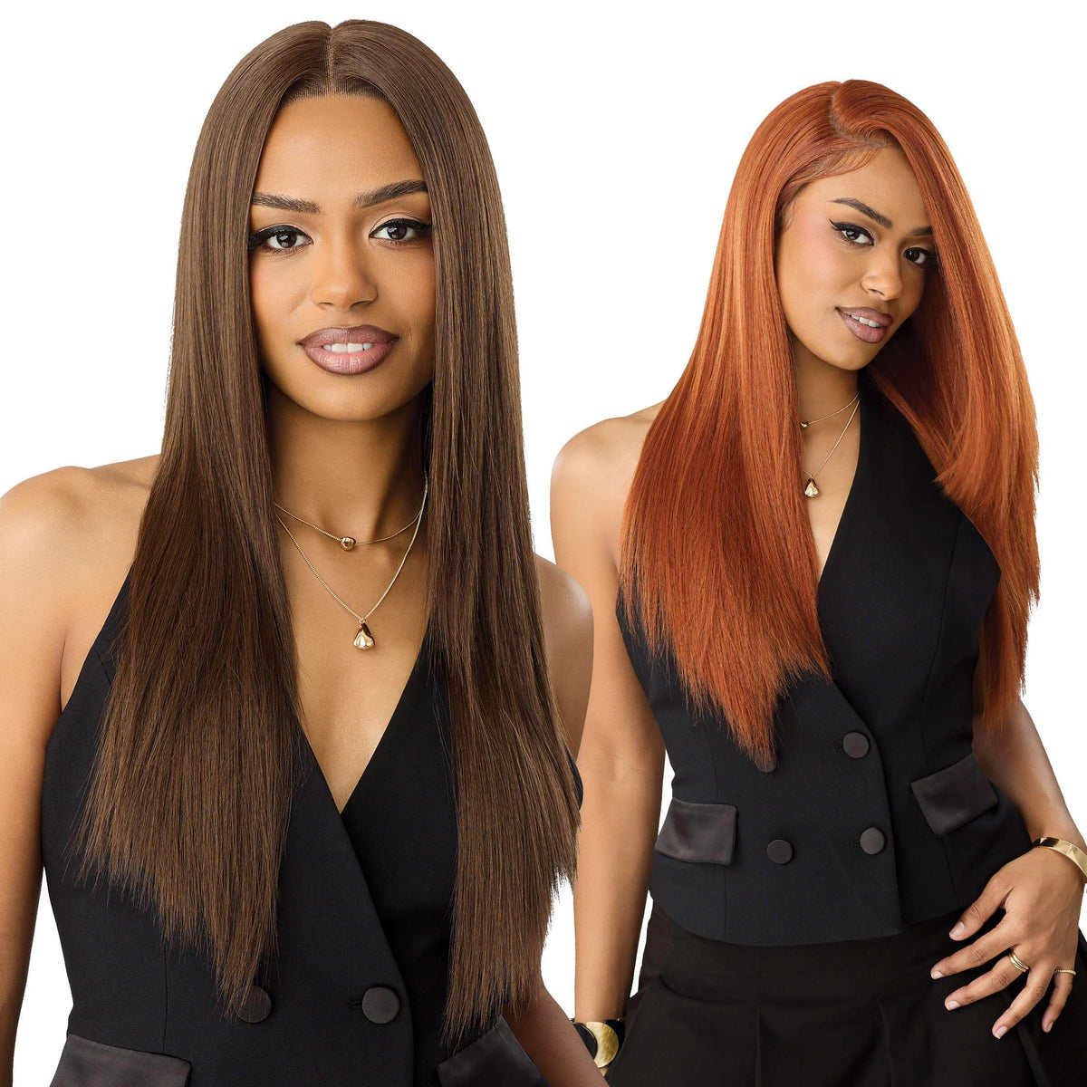 Outre Lace Front Wig - Perfect Hair Line 13X6 - NUEBLEND - Human Hair Blend - Straight 26" (BURGUNDY)