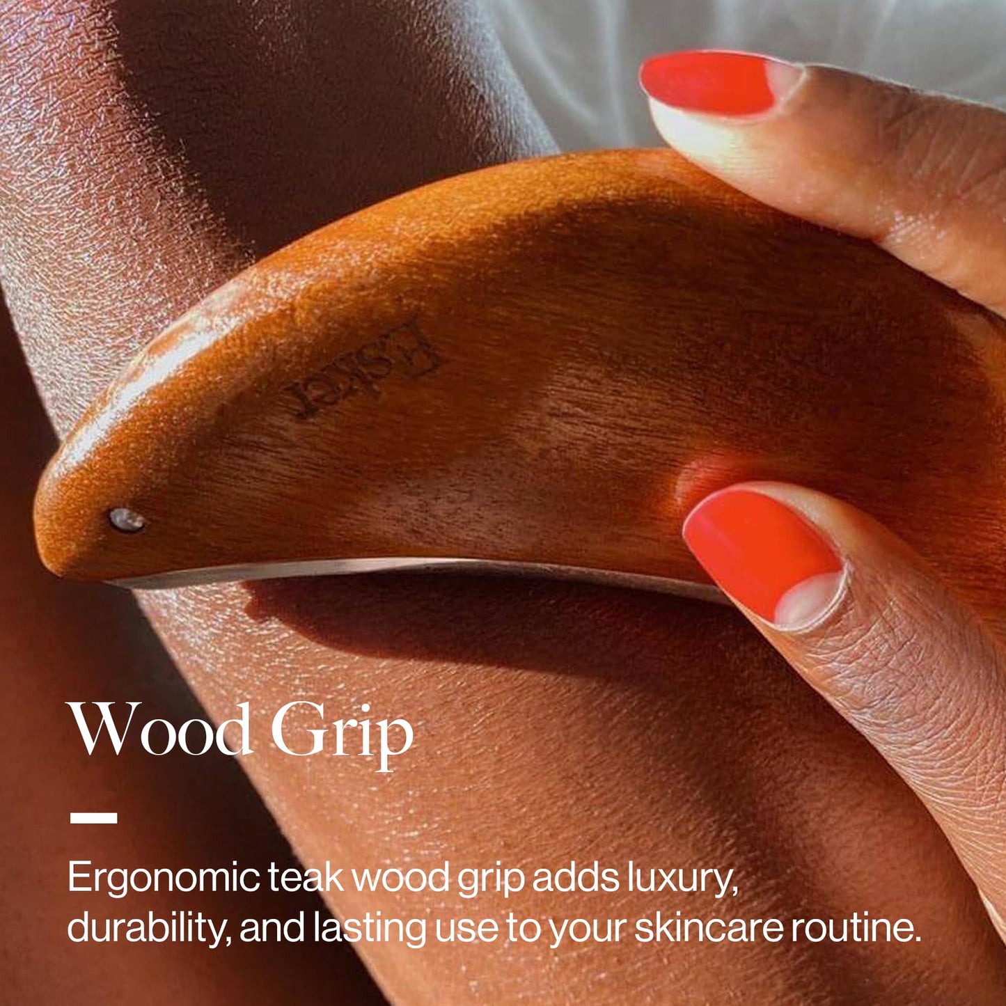Esker Body Plane - Sterling Silver Lymphatic Drainage Massager - Teak Wood Grip Exfoliating Body Scrubber - Dead Skin Remover and Sculpting Tool Beauty and Personal Care ESKER