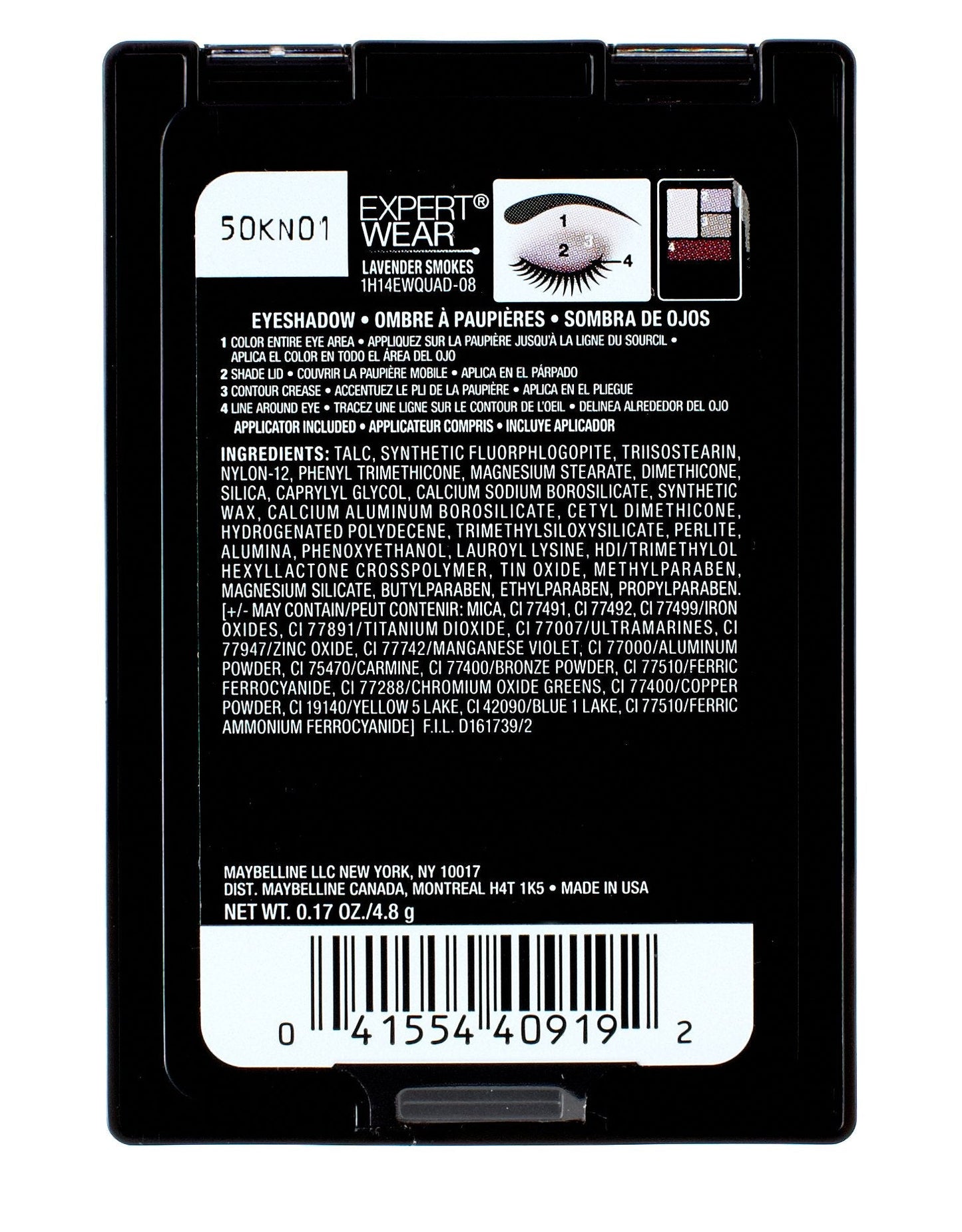 Maybelline New York Expert Wear Eyeshadow Quads, Lavender Smokes, 0.17 oz. Beauty & Personal Care MAYBELLINE