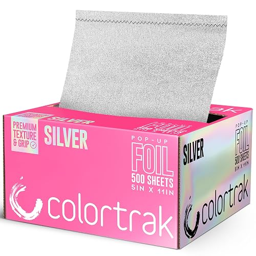 Colortrak Embossed Sheets Silver Aluminum Foil Pop-up Dispenser, 500 Pre-cut Sheets Non-slip Textured, for Hair Foil Coloring and Highlighting Beauty & Personal Care Colortrak
