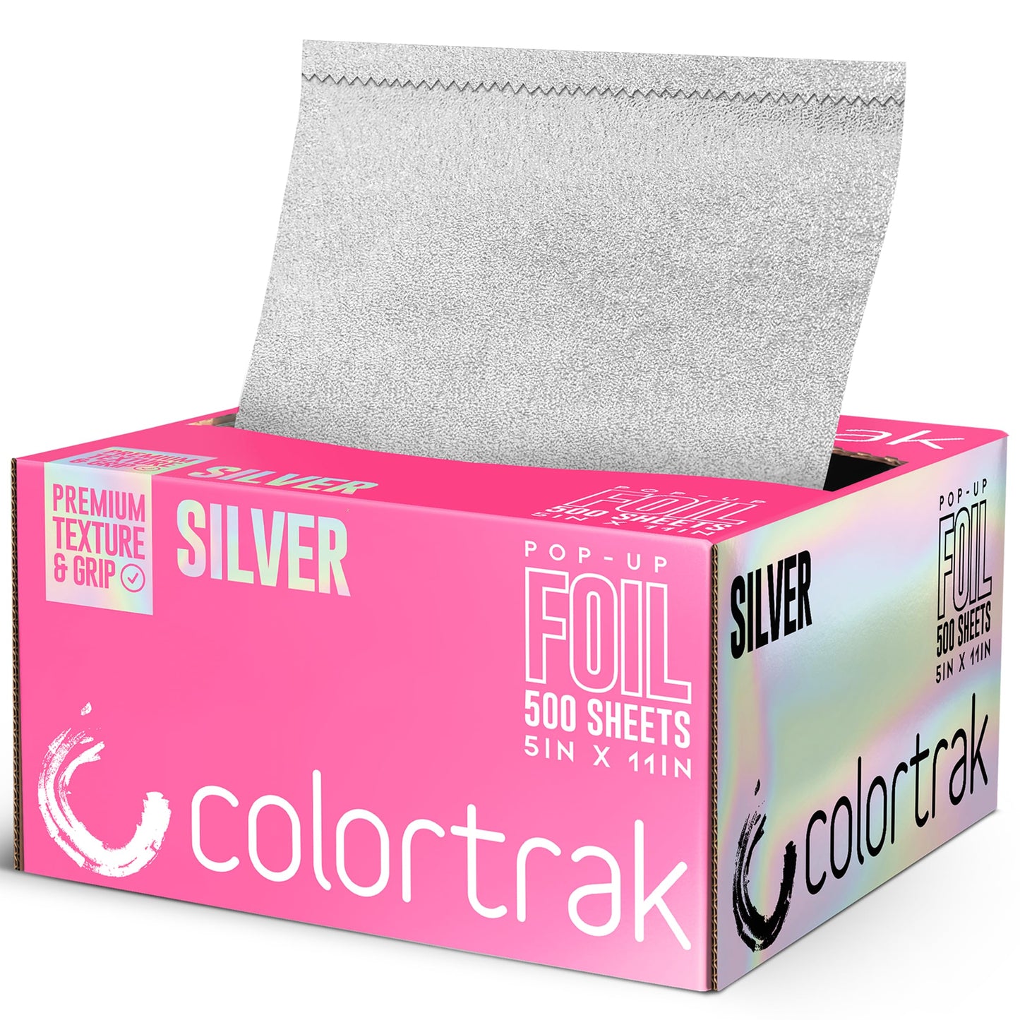 Colortrak Embossed Sheets Silver Aluminum Foil Pop-up Dispenser, 500 Pre-cut Sheets Non-slip Textured, for Hair Foil Coloring and Highlighting Beauty & Personal Care Colortrak