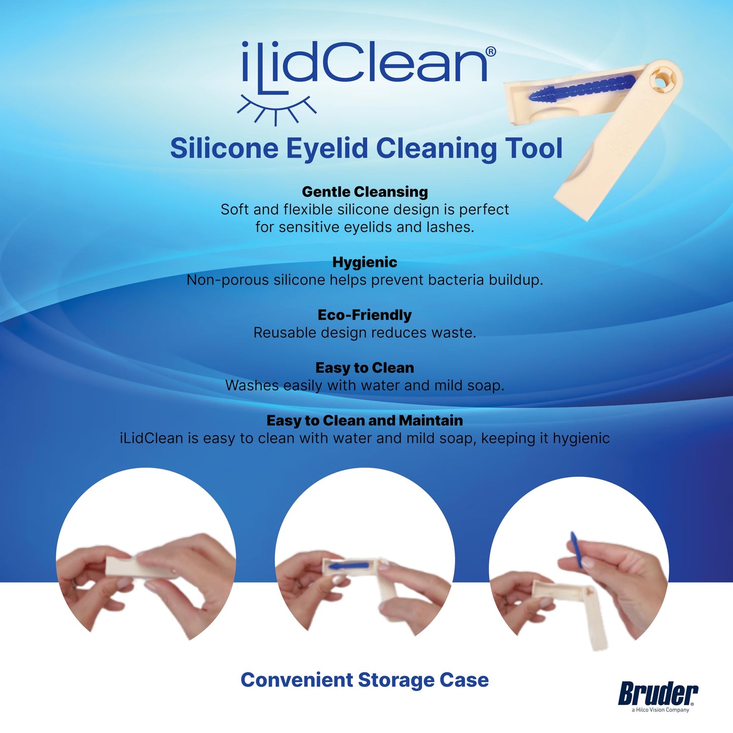 ILidClean Silicone Eyelid Cleaning Tool, Remove Lid Margin Debris Including Waxy Mascara Residue, Lash Gluesbiofilm, Makeup, Reusable, Compact… Beauty & Personal Care Bruder
