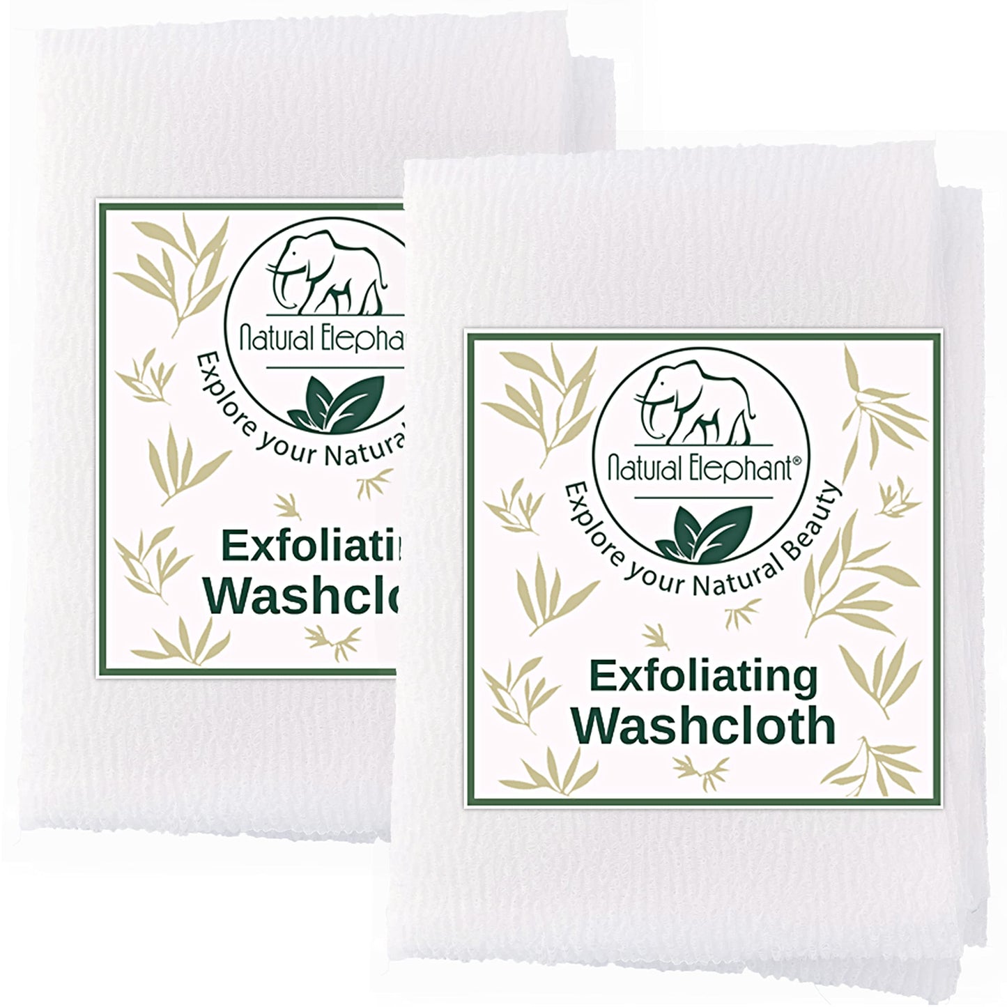Natural Elephant Exfoliating Washcloth - Pearl White Japanese Shower Scrubber for Body - Single Washcloth for Gentle Skin Exfoliation (2 Pack (2 Beauty and Personal Care Natural Elephant