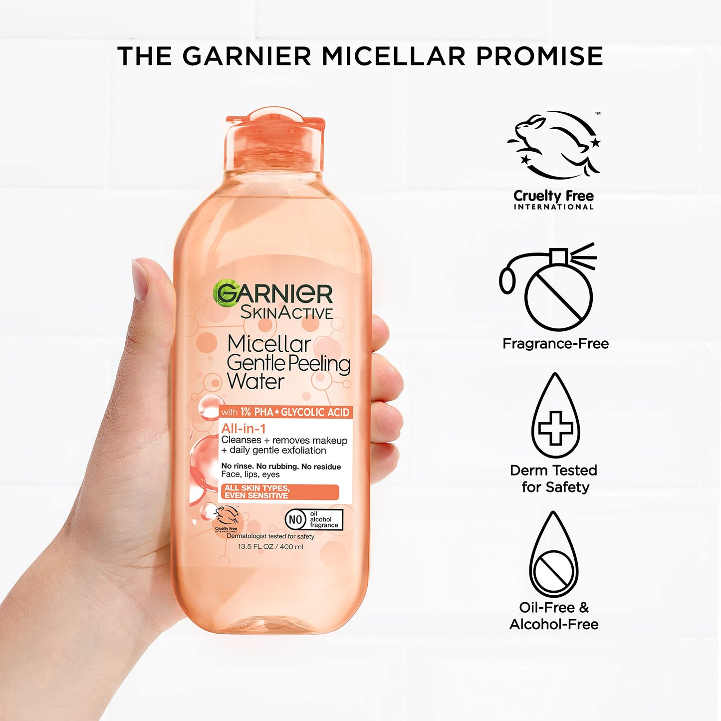 Garnier SkinActive Gentle Peeling Micellar Water with 1% PHA and Glycolic Acid, Face Exfoliant, Facial Cleanser and Makeup Remover, 2 Pack Beauty & Personal Care Garnier