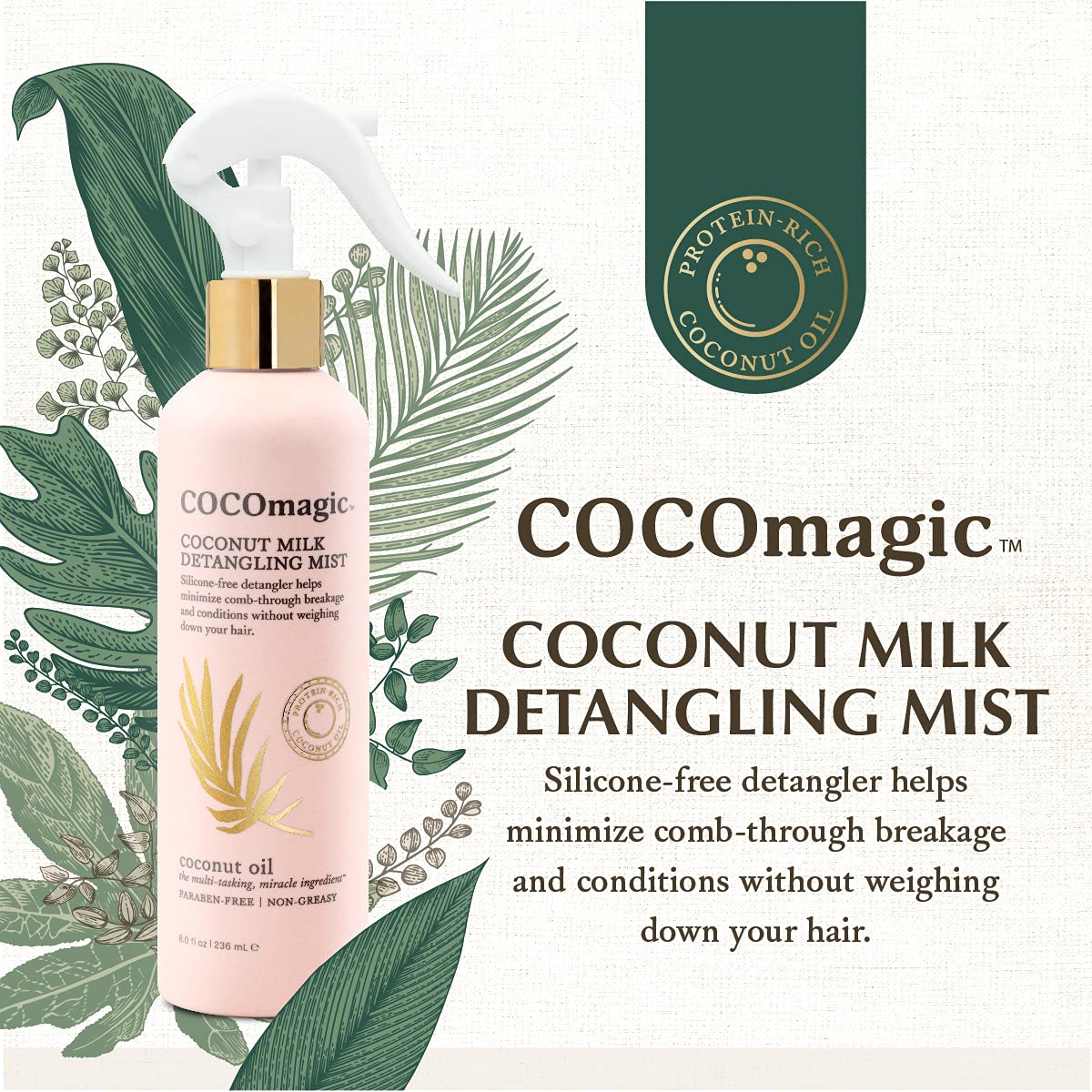 Cocomagic Coconut Milk Detangling Mist | Extra Moisturizing Leave-in Detangler | Restore Vibrancy and Boost Shine | Non-Greasy Formula | Paraben Free Beauty & Personal Care Cocomagic
