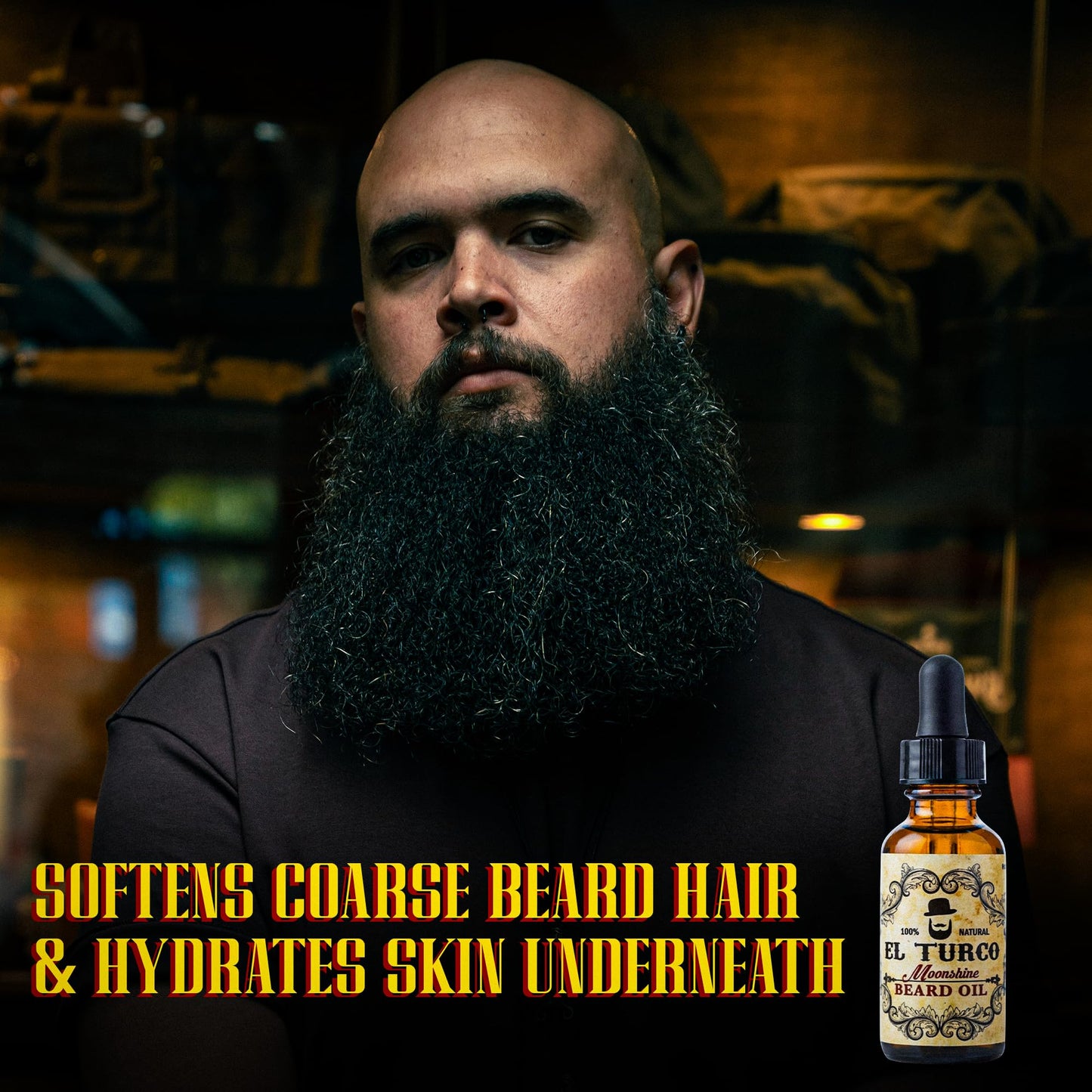EL TURCO Moonshine Beard Oil for Men, Organic Cedarwood & Vanilla, Softens & Hydrates Dry Facial Hair, Barbershop-Inspired Daily Grooming for Short Beauty and Personal Care EL TURCO