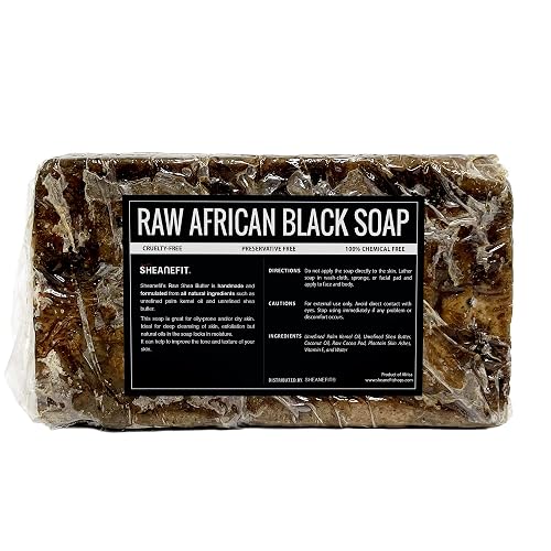 Sheanefit Raw African Black Soap Bar - For All Skin Types - Face, Body, Hair Soap Bulk Bars (15 Ounce (Pack of 1) Beauty & Personal Care Sheanefit
