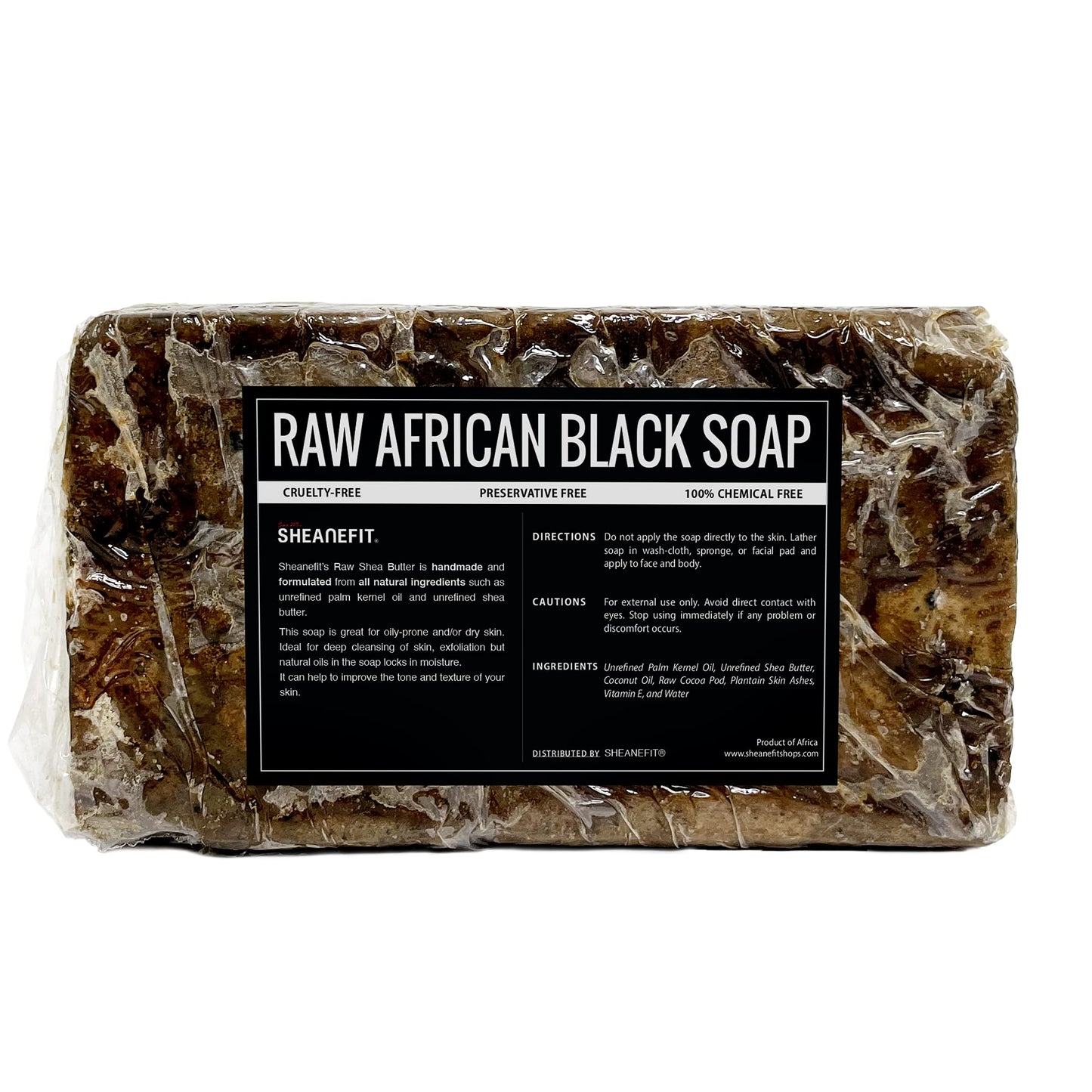 Sheanefit Raw African Black Soap Bar - For All Skin Types - Face, Body, Hair Soap Bulk Bars (15 Ounce (Pack of 1) Beauty & Personal Care Sheanefit