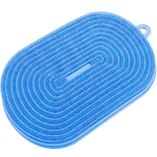 21.3" Silicone Foot & Back Scrubber Mat, Non-Slip Suction Cups Blue Beauty and Personal Care BARRYSAIL