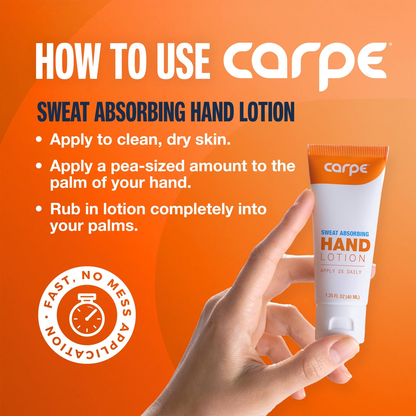 Carpe Sweat Absorbing Hand Lotion, A dermatologist-recommended smooth lotion that helps stop hand sweat, Great for hyperhidrosis (Original Eucalyptus) Beauty & Personal Care Carpe