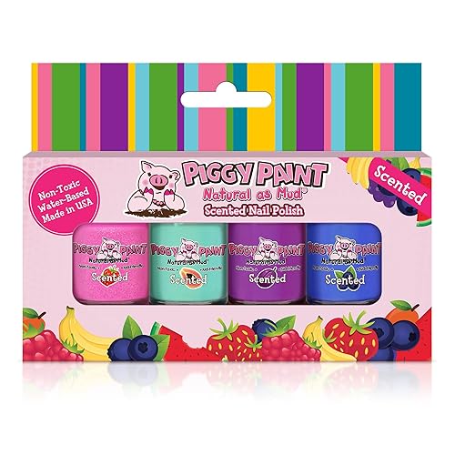 Piggy Paint | 100% Non-Toxic Girls Nail Polish | Safe, Cruelty-free, Vegan, & Scented for Kids | Scented Fruit Fairy (4 Pack Kit) Beauty & Personal Care Piggy Paint