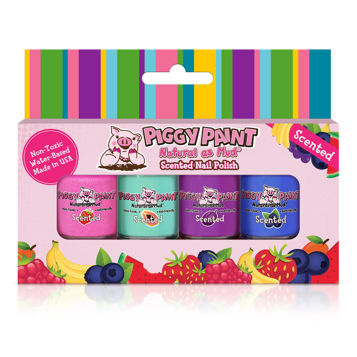 Piggy Paint | 100% Non-Toxic Girls Nail Polish | Safe, Cruelty-free, Vegan, & Scented for Kids | Scented Fruit Fairy (4 Pack Kit) Beauty & Personal Care Piggy Paint