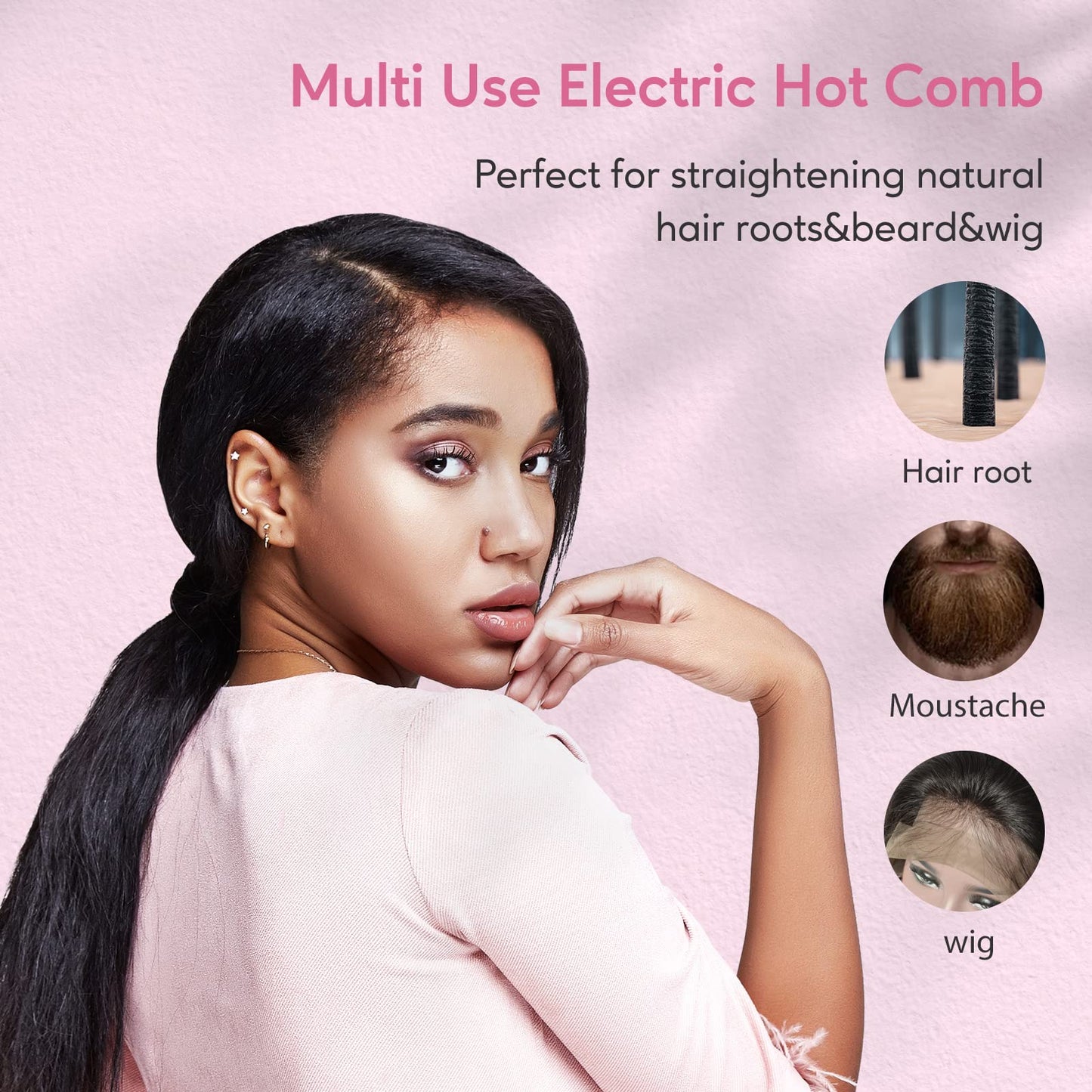 Hot Comb Electric by Terviiix, Pressing Combs for Natural Black Hair, Wigs & Beard, Anti-Scald Straightening Comb with Keratin & Argan Oil Infused Beauty & Personal Care Terviiix