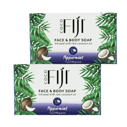 Coco Fiji Soap Bar for Face and Body Infused With Organic Coconut Oil, Peppermint, Essential Oil, Natural Soap for Moisturizing & Pore Purifying Skin Beauty & Personal Care Organic Fiji