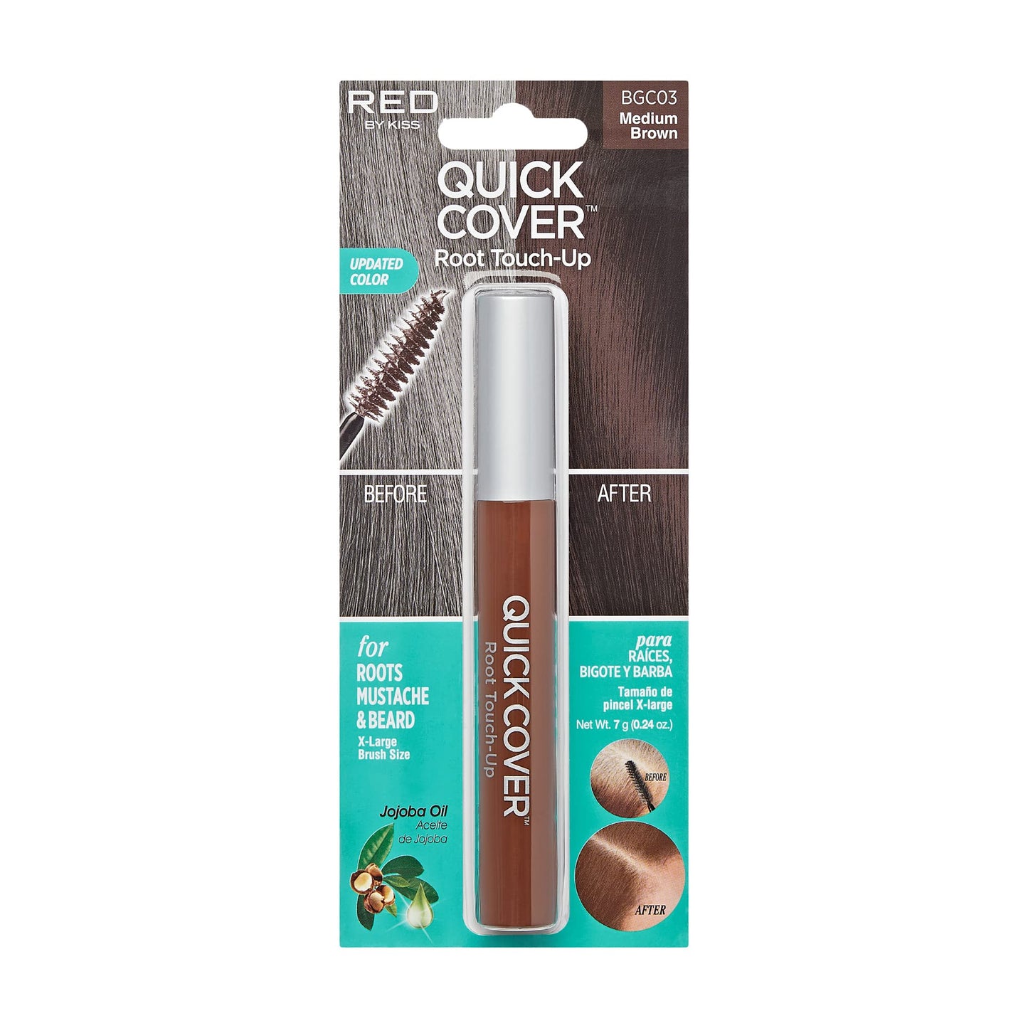 RED by KISS Quick Cover Root Touch Up Rescue (Medium Brown), Mascara Natural Water-Resistant Temporary Gray Concealer Cover Up Brush for Hair Mustache Beauty & Personal Care Red by Kiss