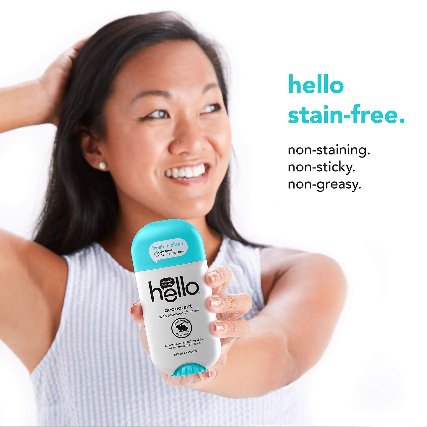 hello Activated Charcoal Fresh and Clean Deodorant for Women and Men, Aluminum Free, Baking Soda Free, Parabens Free, 24 Hour Protection, 2.6 Ounce Beauty and Personal Care hello
