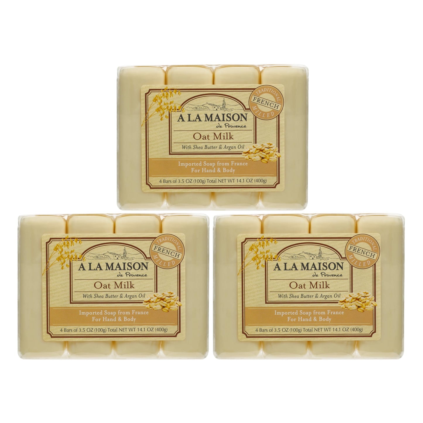 A LA MAISON Oat Milk Bar Soap - Triple French Milled Natural Moisturizing Hand Soap Bar (12 Bars of Soap, 3.5 oz) Beauty & Personal Care A LA MAISON