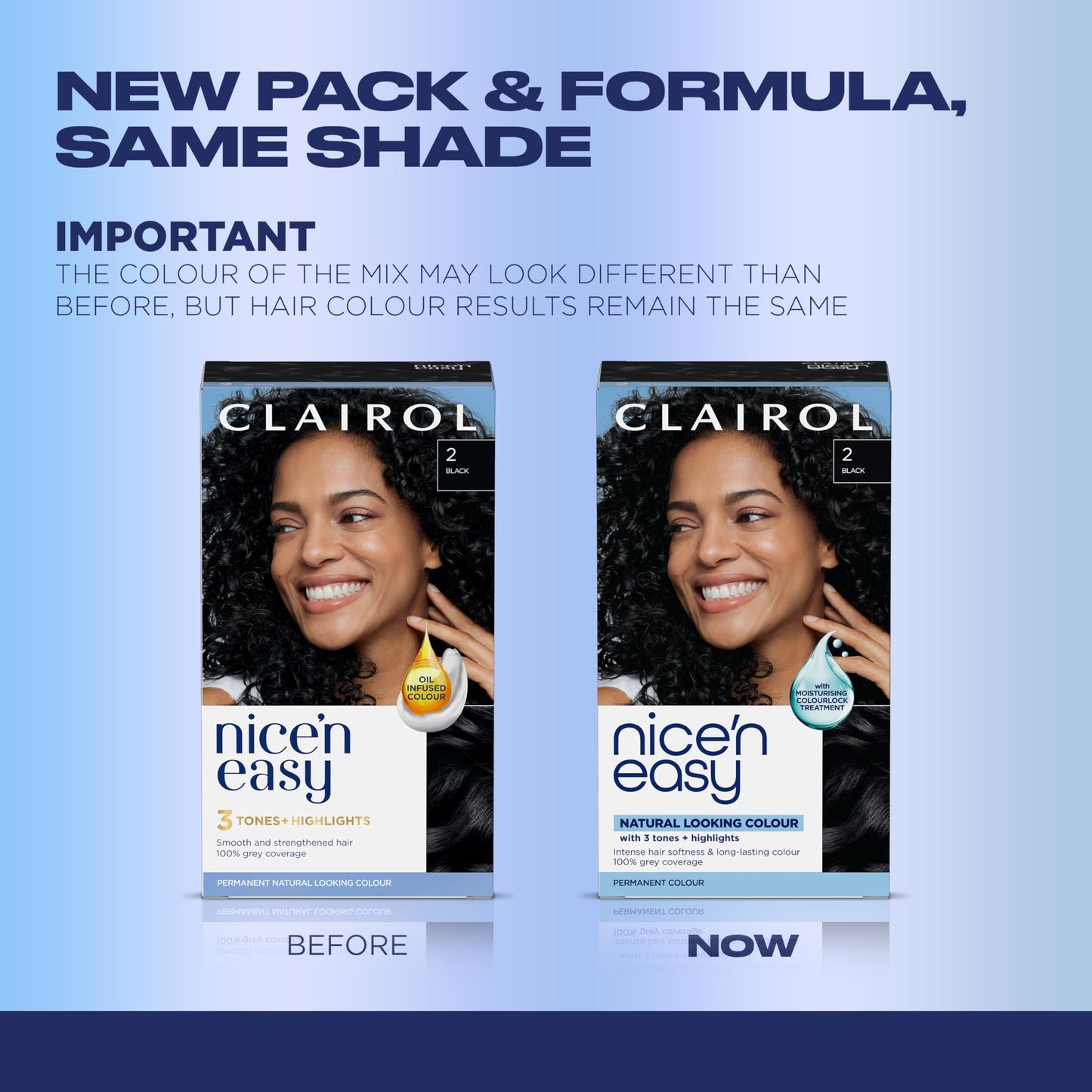 Clairol Nice'n Easy Permanent Hair Dye, 2BB Blue Black | 100% Gray Coverage | Long?Lasting, Natural?Looking Color & Shine | Pack of 3 Beauty & Personal Care Clairol