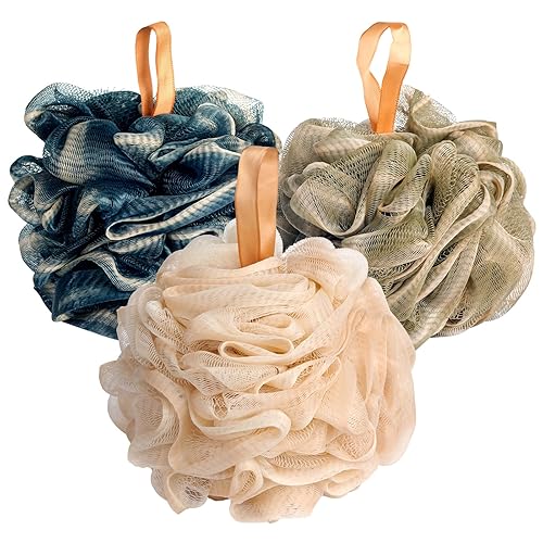 Fishent Bath Loofah Sponge, 3 Pack loofahs Exfoliating Body Scrubber, 60g Soft Mesh Pouf Shower Puffs, Loofa for Women and Men Beauty & Personal Care Fishent