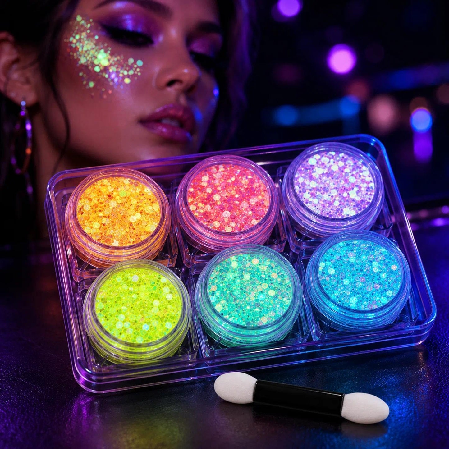 MiraWish 6 Colors Glow in The Dark Glitter Gel, Face & Body Glitter for Women, Neon Black Light Party Makeup, No Glue Needed, Easy Wash Off, Rave Beauty & Personal Care MiraWish