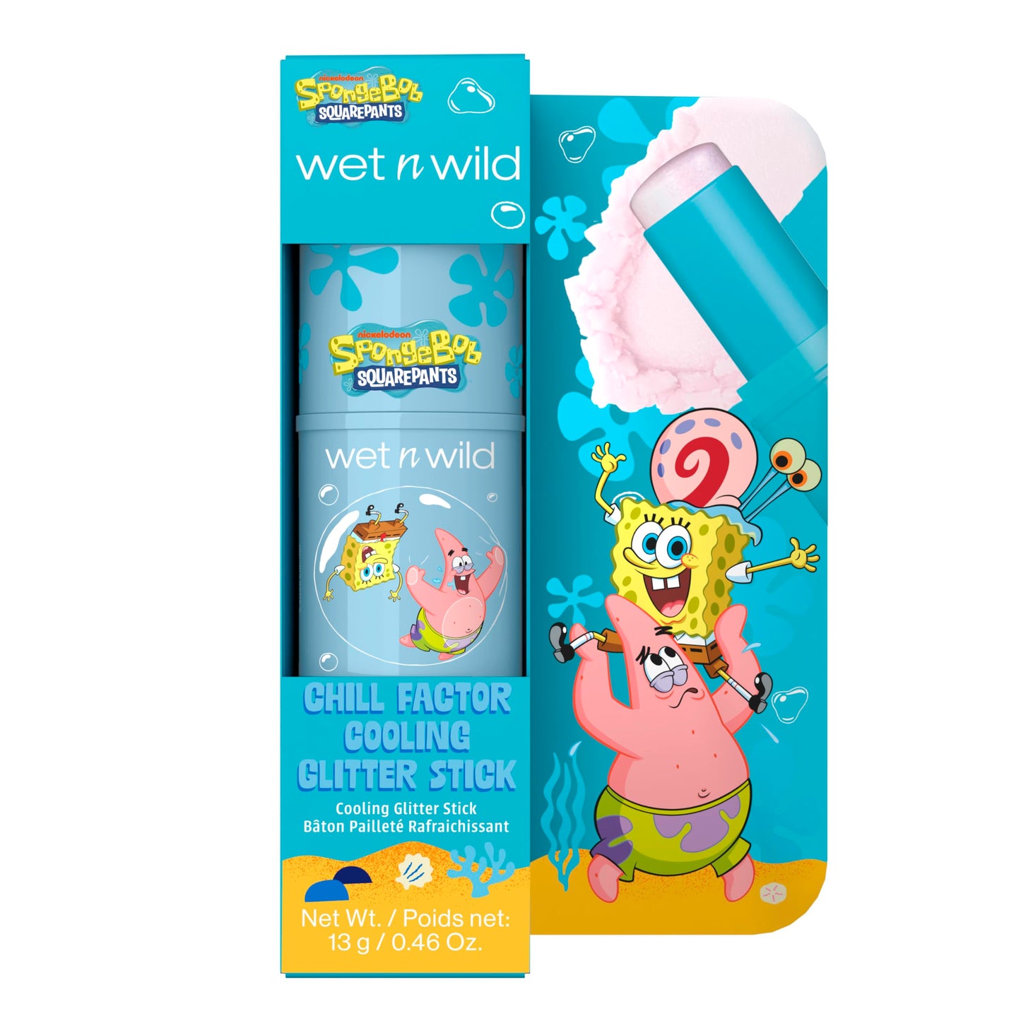 wet n wild Spongebob Cooling Glitter Stick, Shimmering Opal Glow for Face & Body, Puffiness-Reducing Stick - Chill Factor Beauty & Personal Care wet n wild